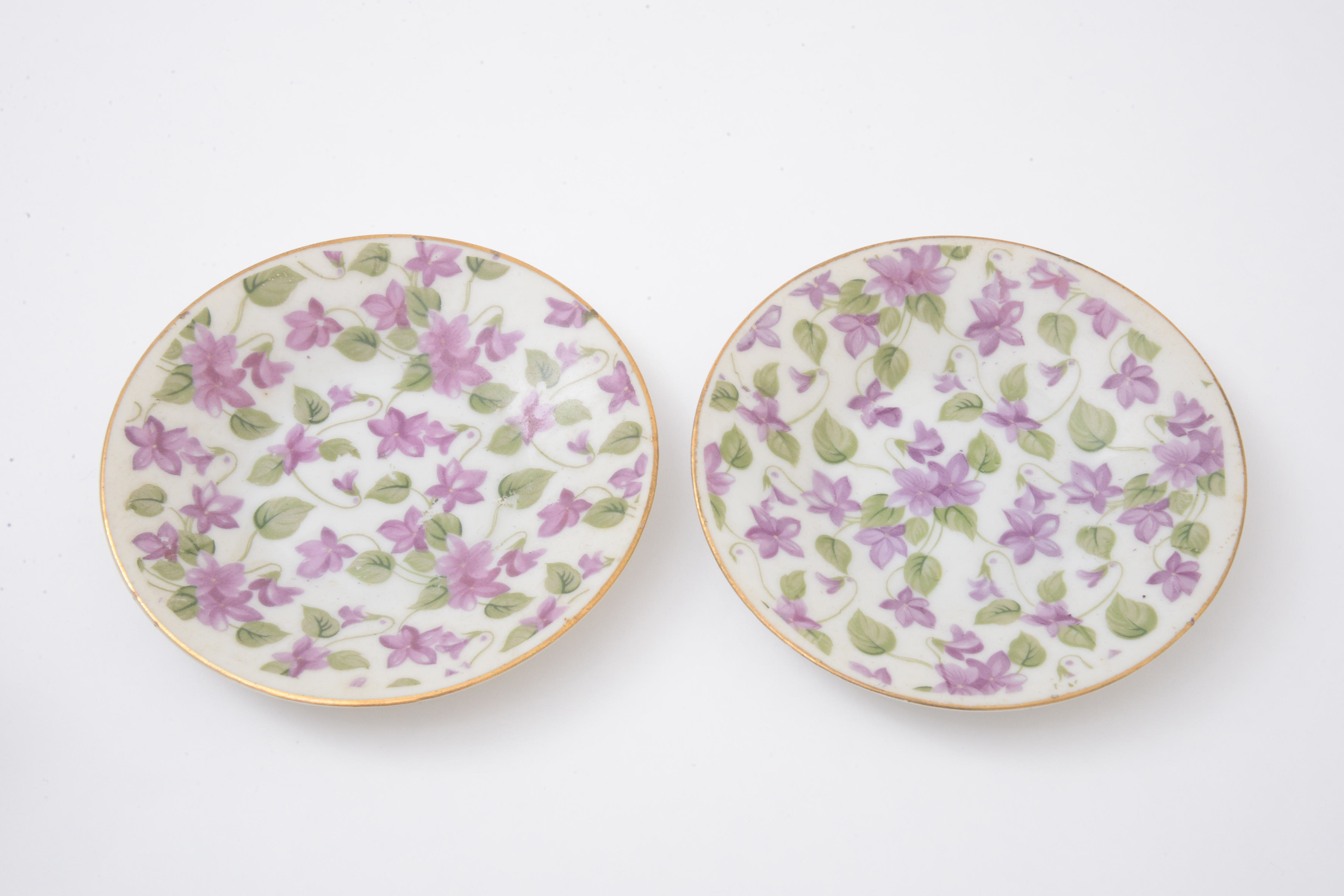 Arnart Creations "Royal Chintz" Porcelain Demitasse Cups and Saucers