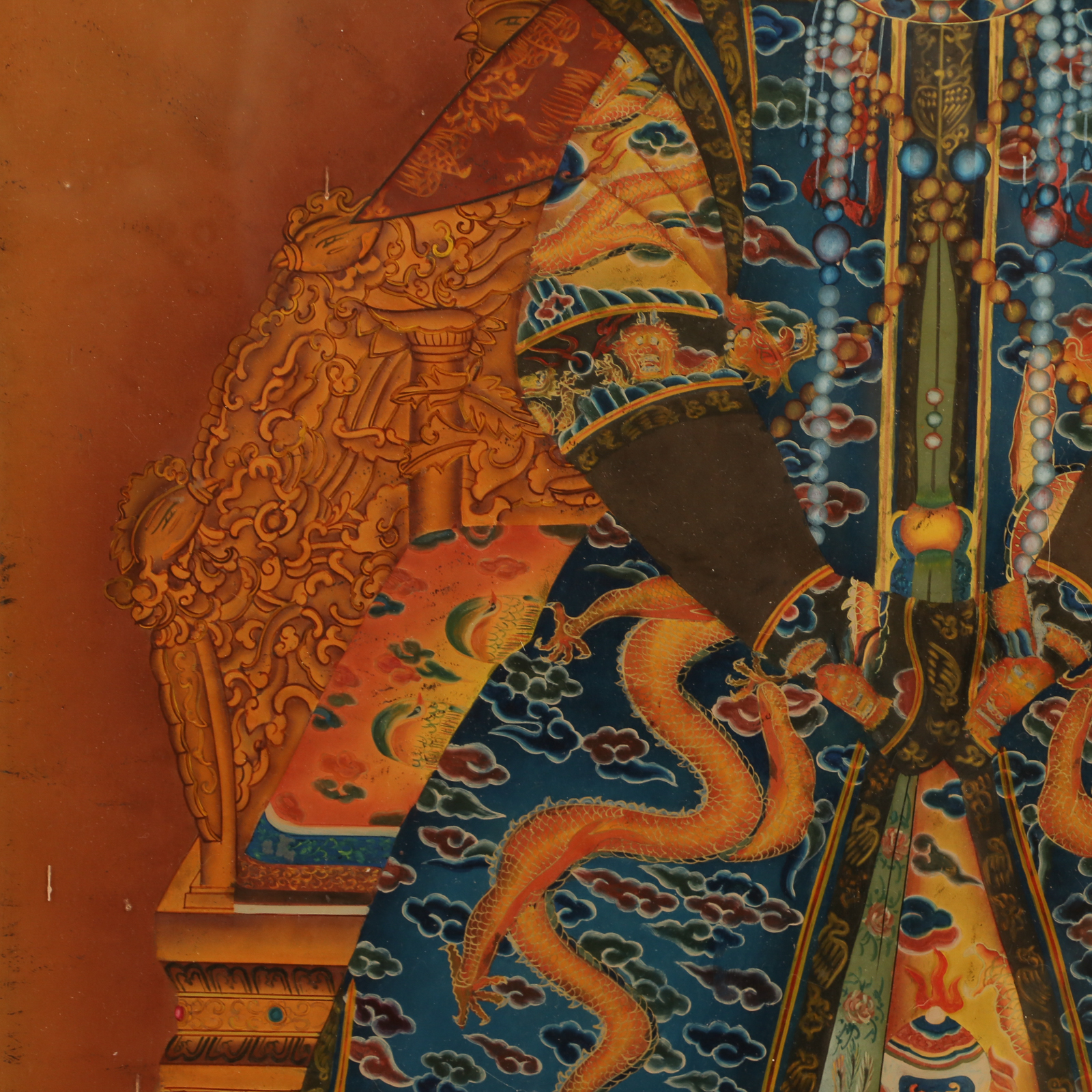 Chinese Qing Ancestral Portrait of Empress Xiaoyichun Reverse Glass Painting