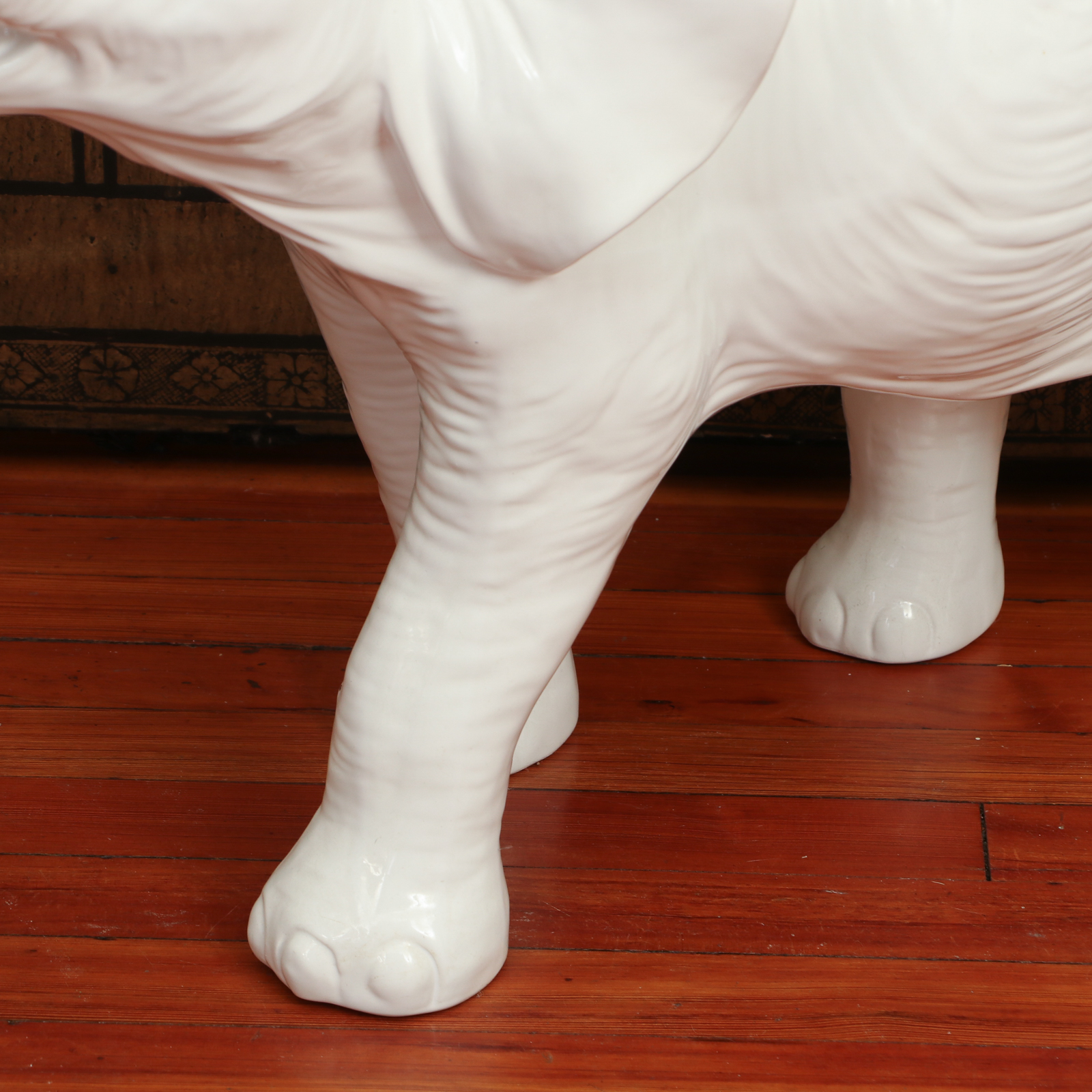 Vellum Italian Ceramic Elephant Side Tables