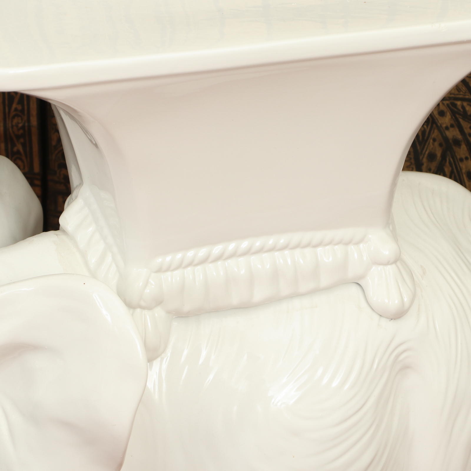 Vellum Italian Ceramic Elephant Side Tables