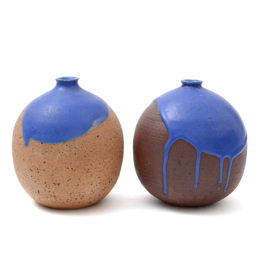 Frank Mann Drip Glaze Pottery Vases