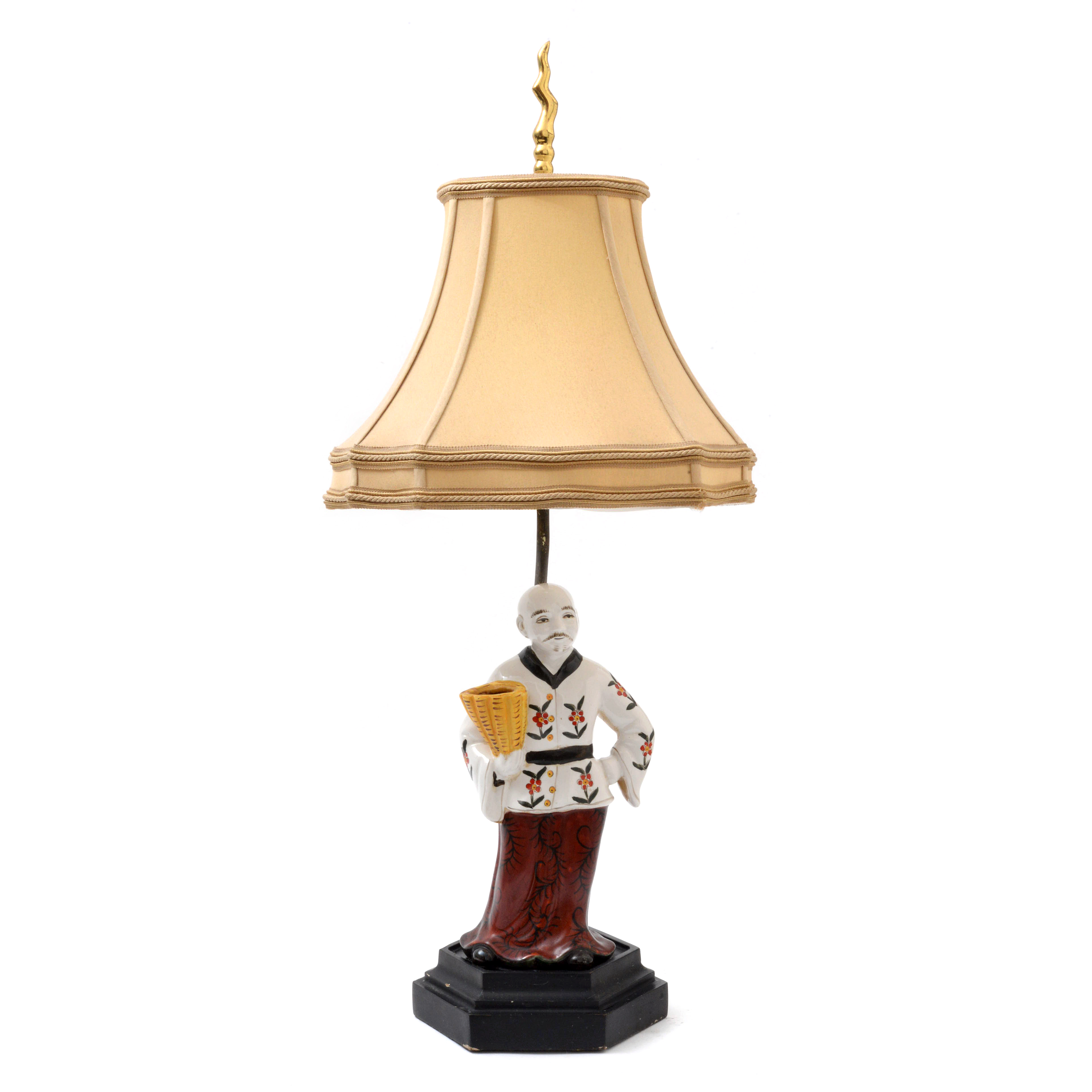 Chinoiserie Figural Porcelain Table Lamp