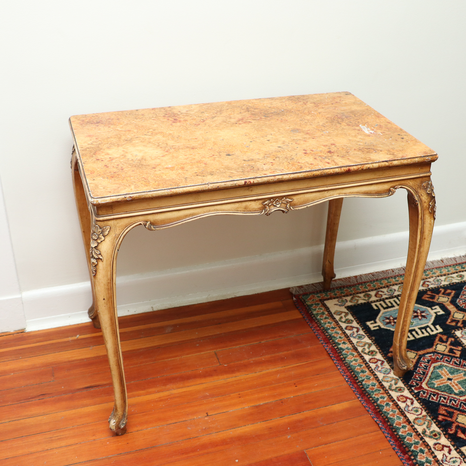 French Provincial Style Faux Marble Top Table