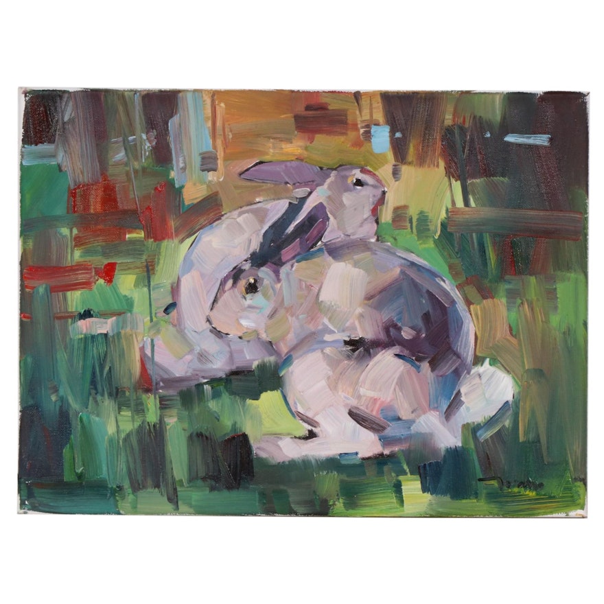 Jose Trujillo Oil Painting "The Bunnies", 2020