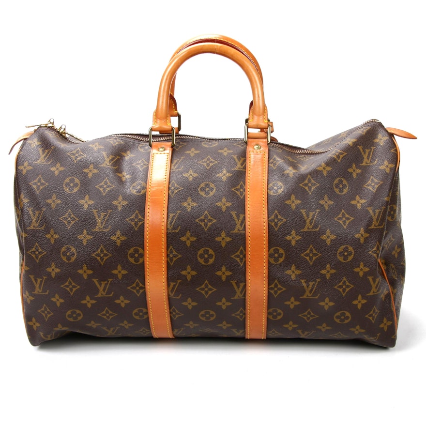 Louis Vuitton Keepall 45 Duffel in Monogram Canvas and Vachetta Leather