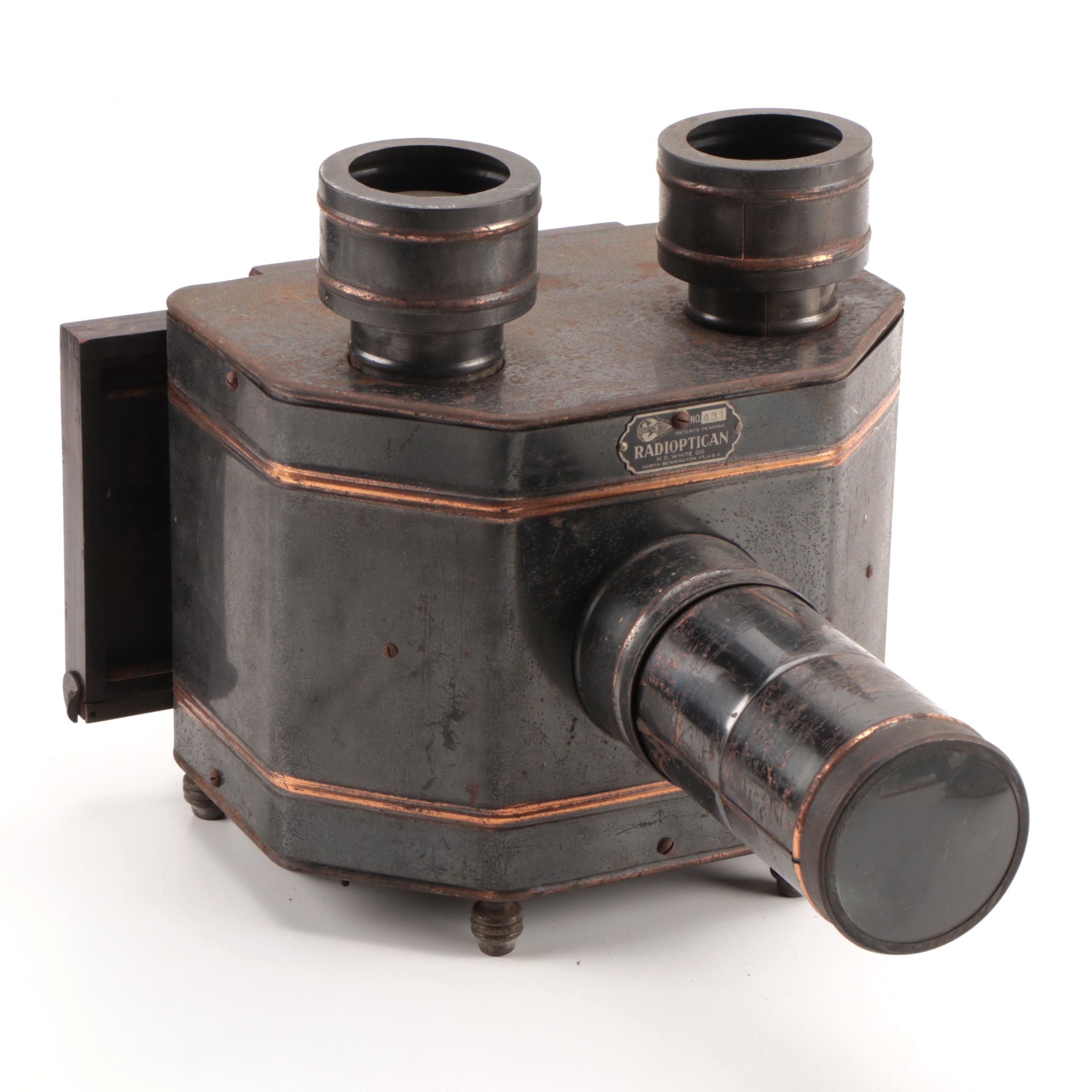 H.C. White Co. Radioptican Postcard Projector with Lens, Early 20th Century