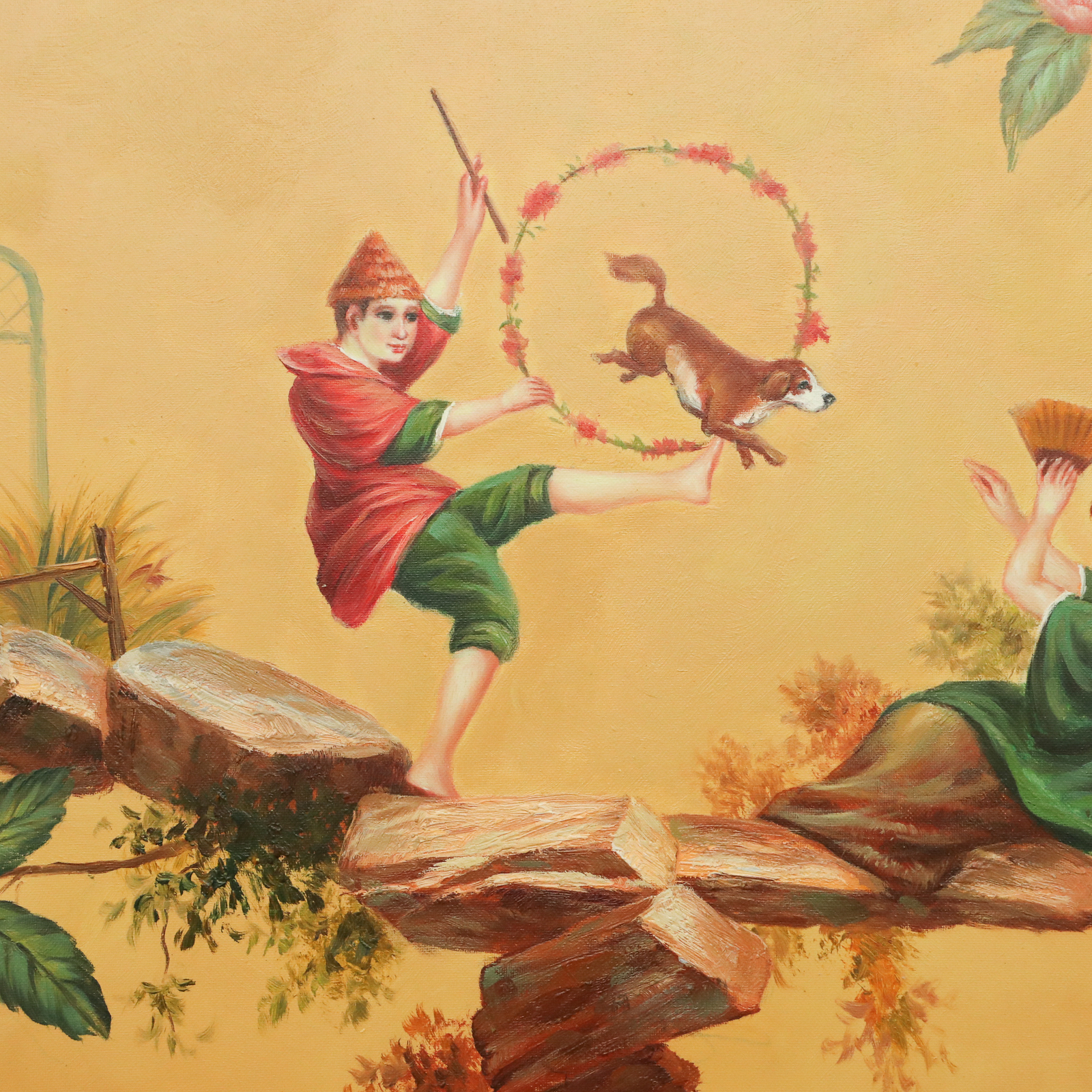 Chinese Style Oil Paintings of Children at Play, Late 20th Century