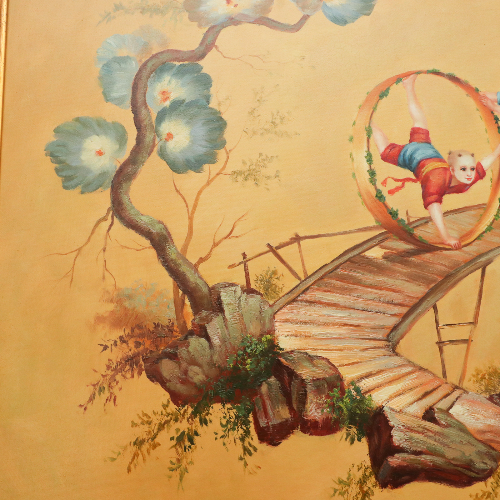 Chinese Style Oil Paintings of Children at Play, Late 20th Century