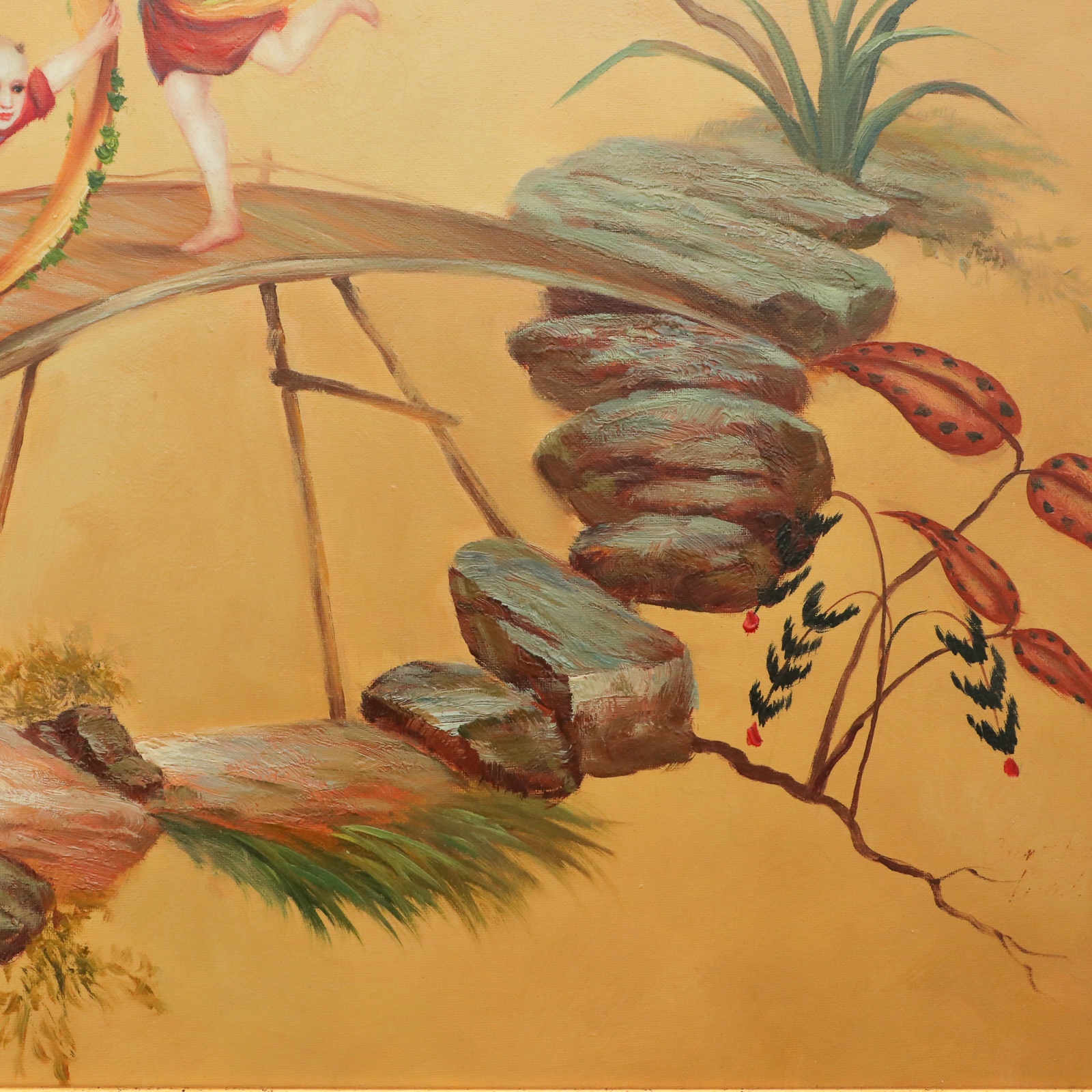 Chinese Style Oil Paintings of Children at Play, Late 20th Century
