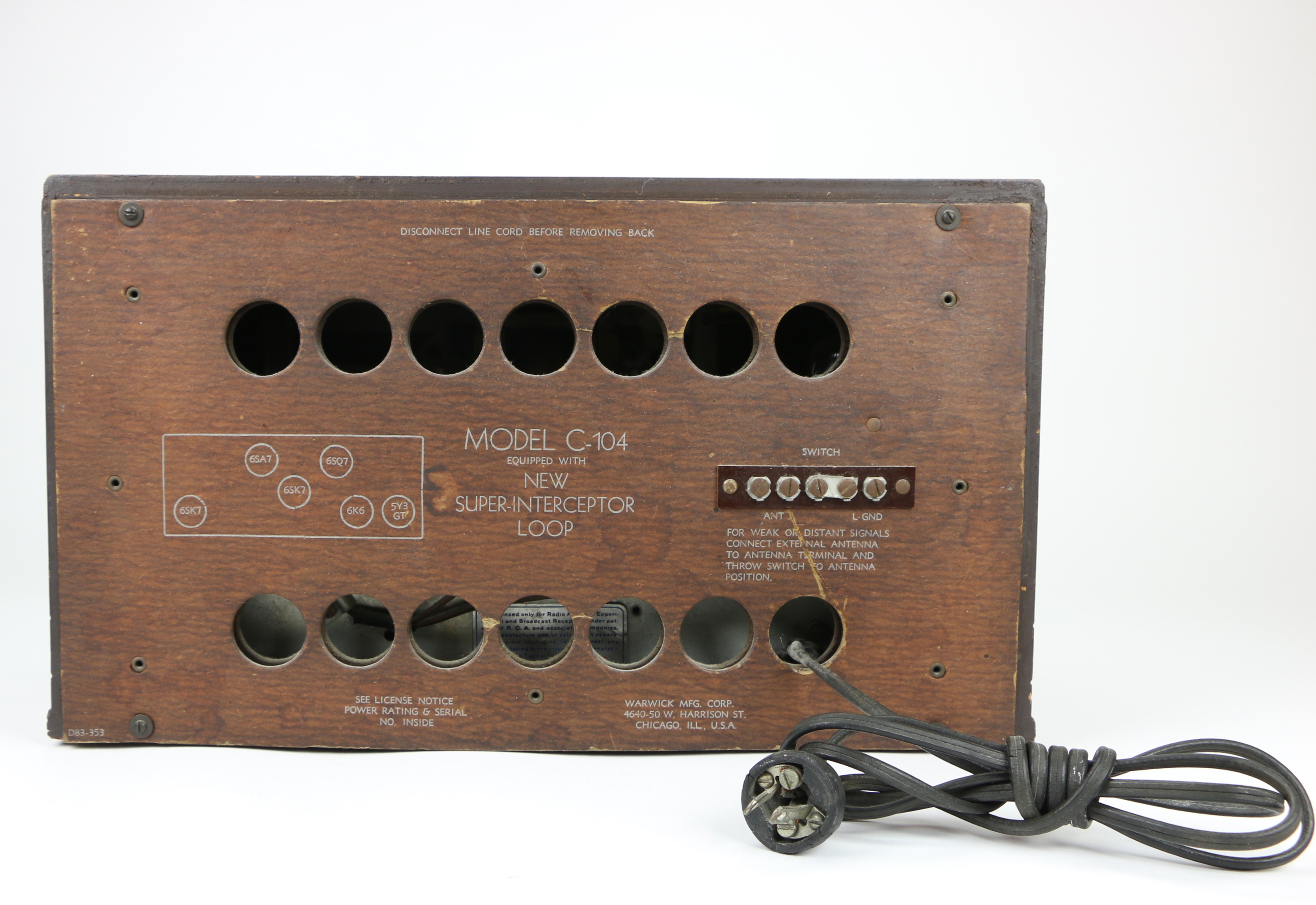 Warwick "Clarion C-104" Radio, circa 1946