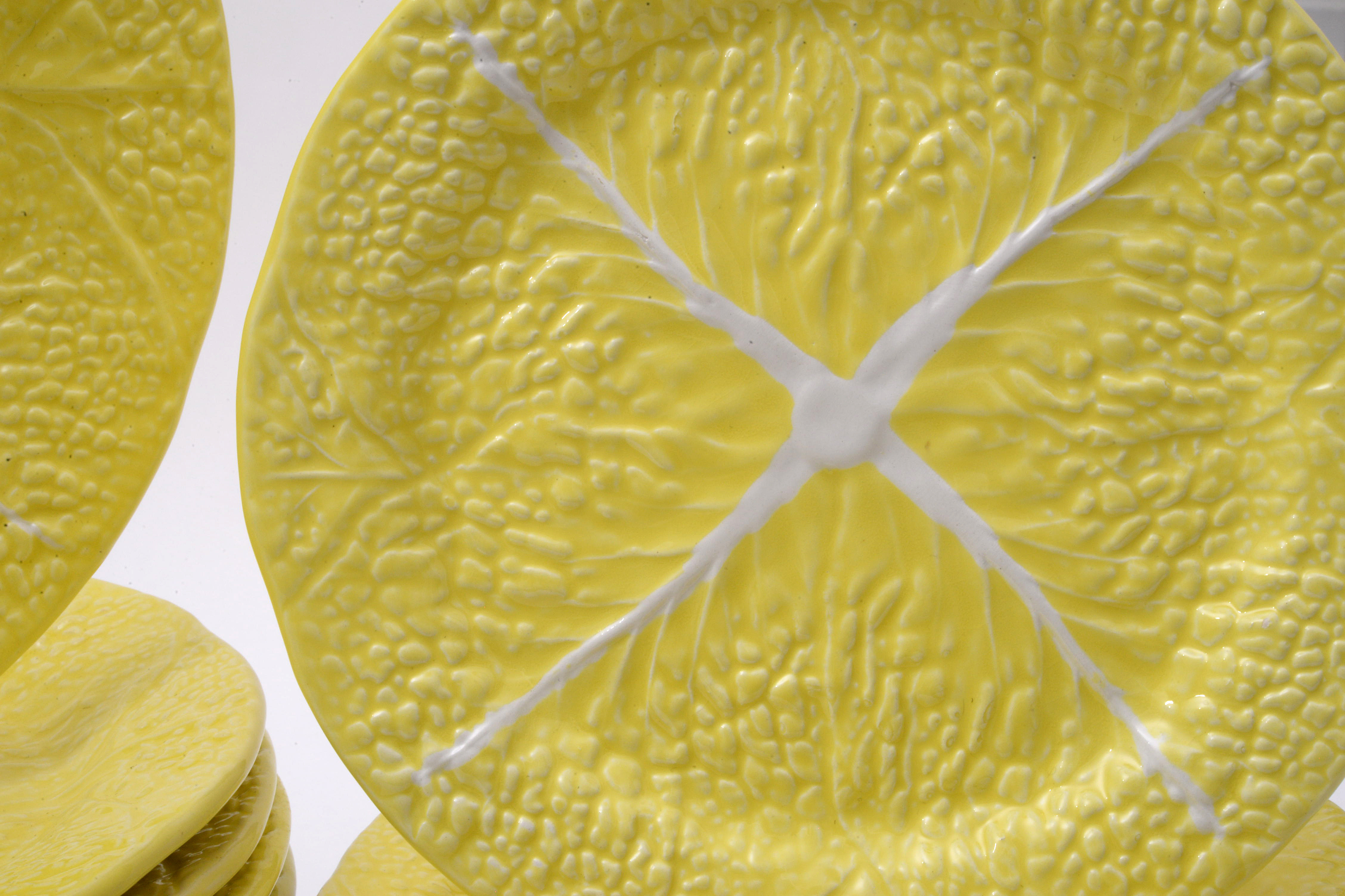 Secla Pottery "Yellow Cabbage" Majolica Dinner and Salad Plates