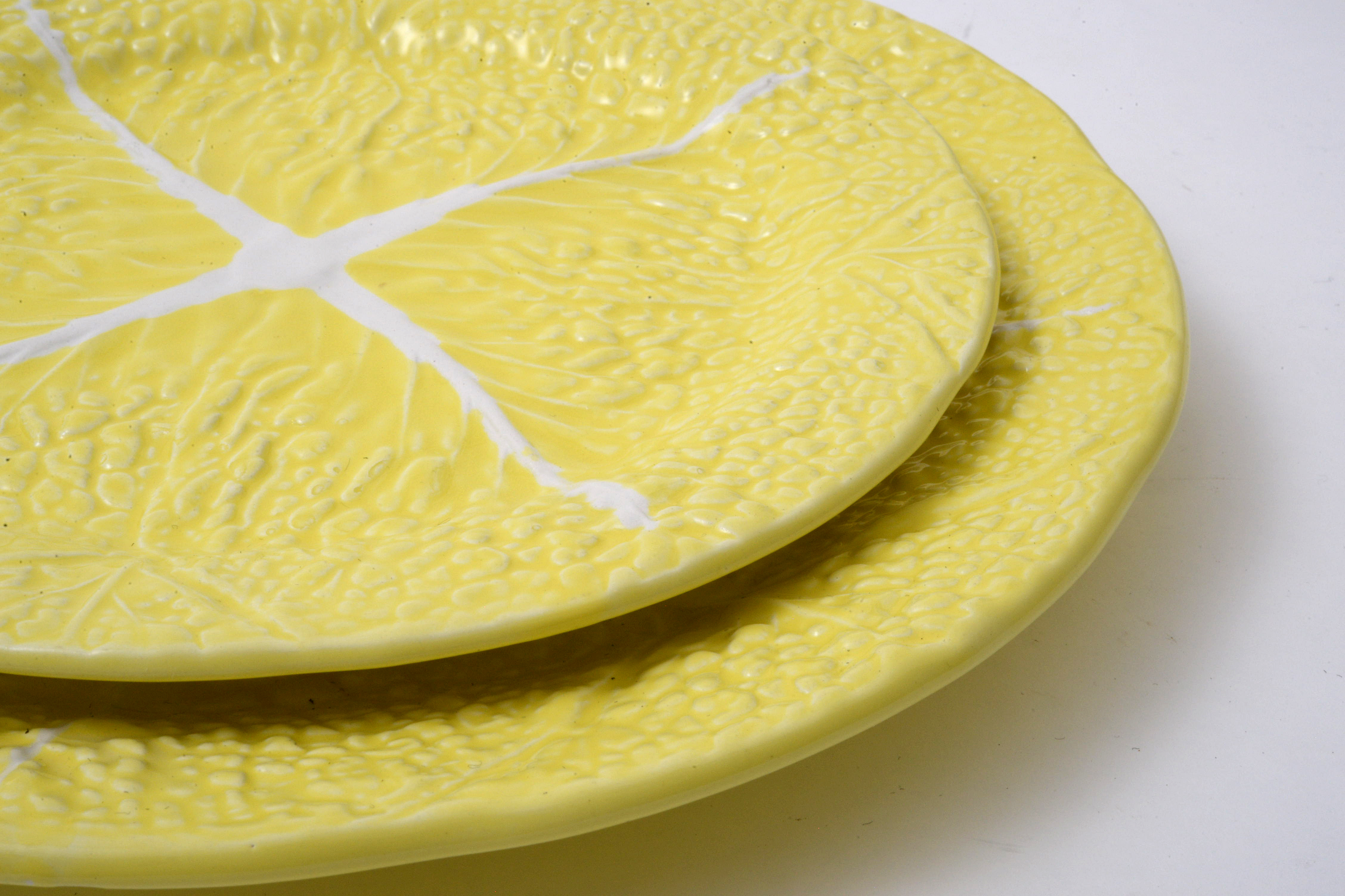 Secla Pottery "Yellow Cabbage" Majolica Dinner and Salad Plates