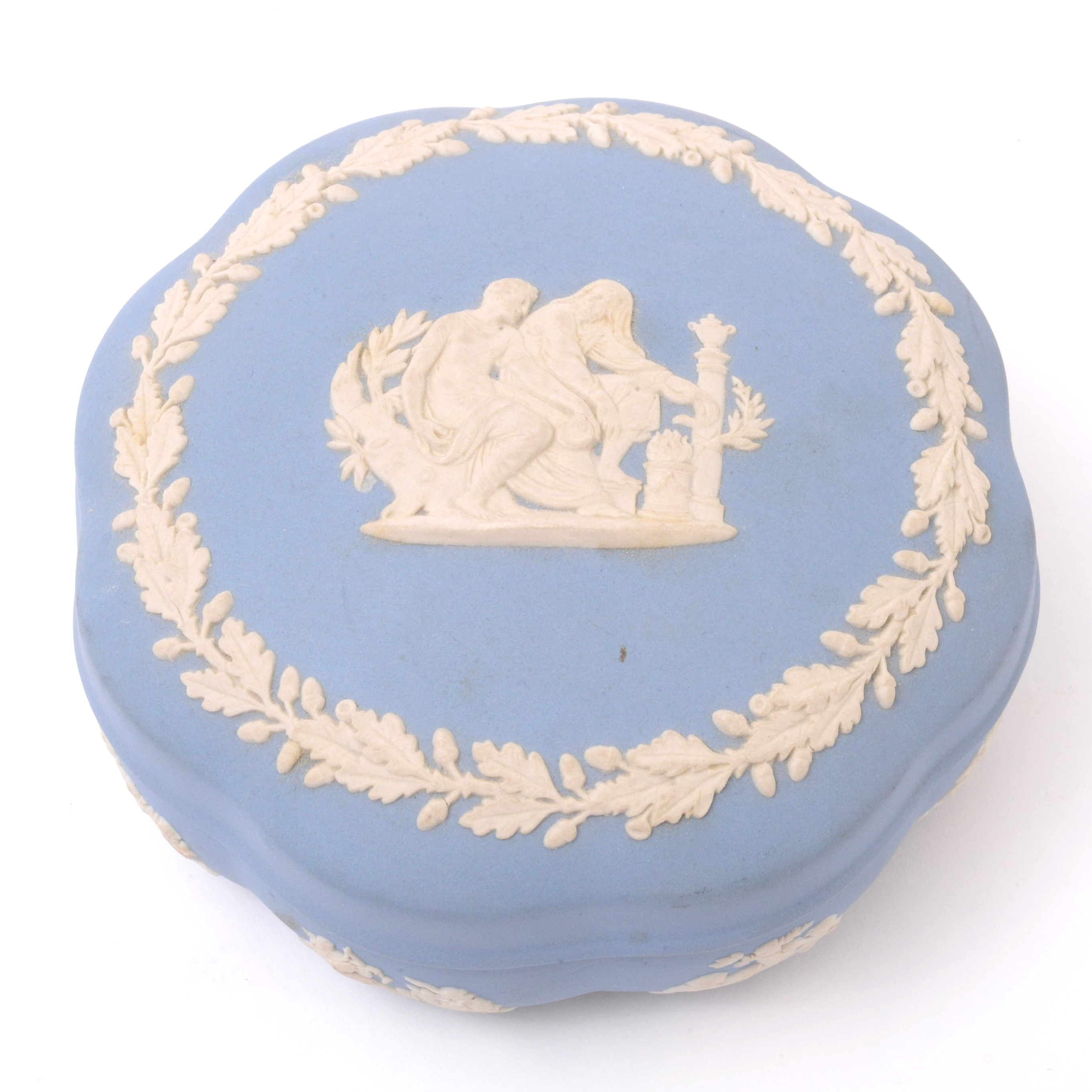 Wedgwood Blue Jasperware Trinket Boxes and Tray, Mid-20th Century