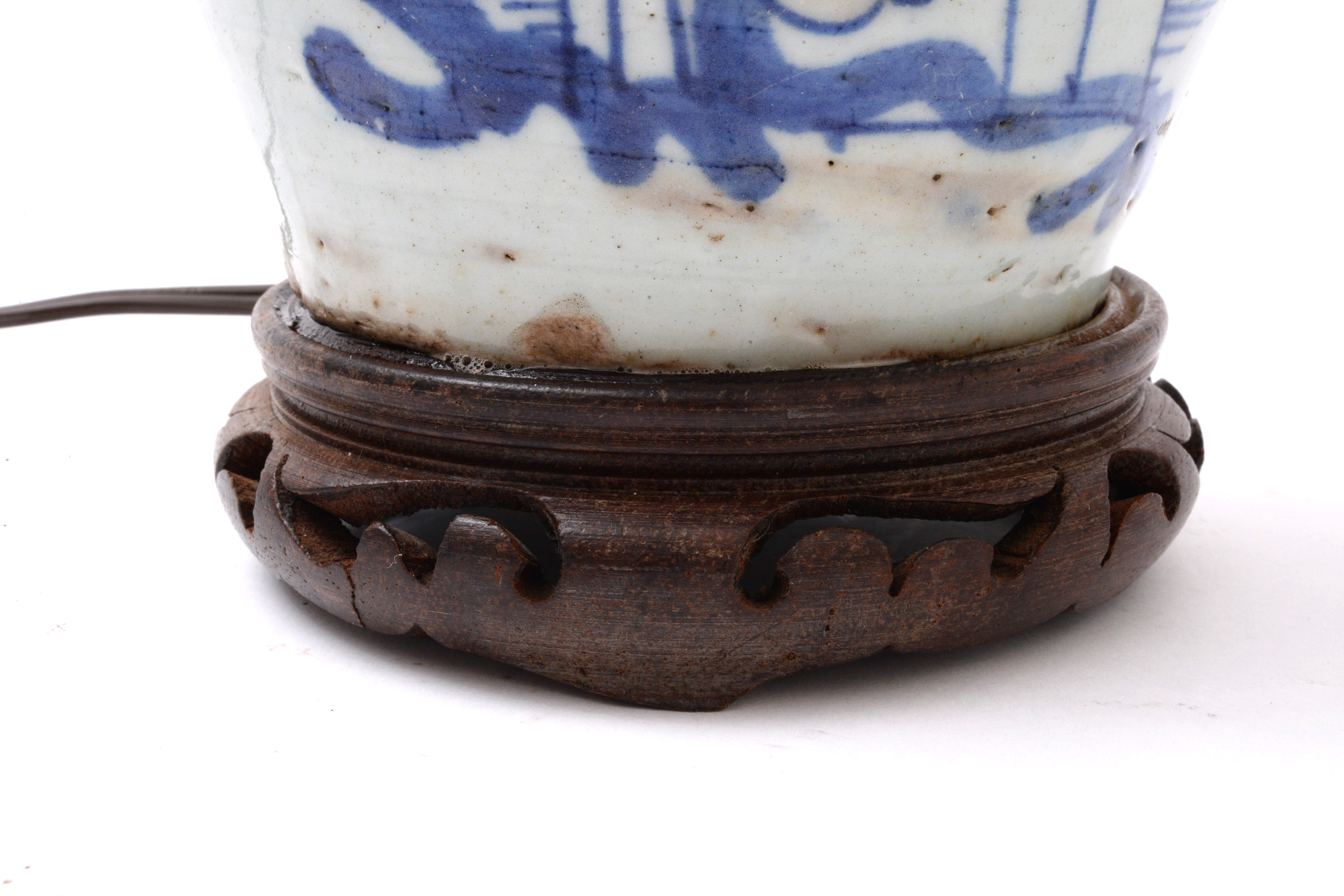 Chinese Porcelain Hanging Oil Jar Converted Lamps, Pair