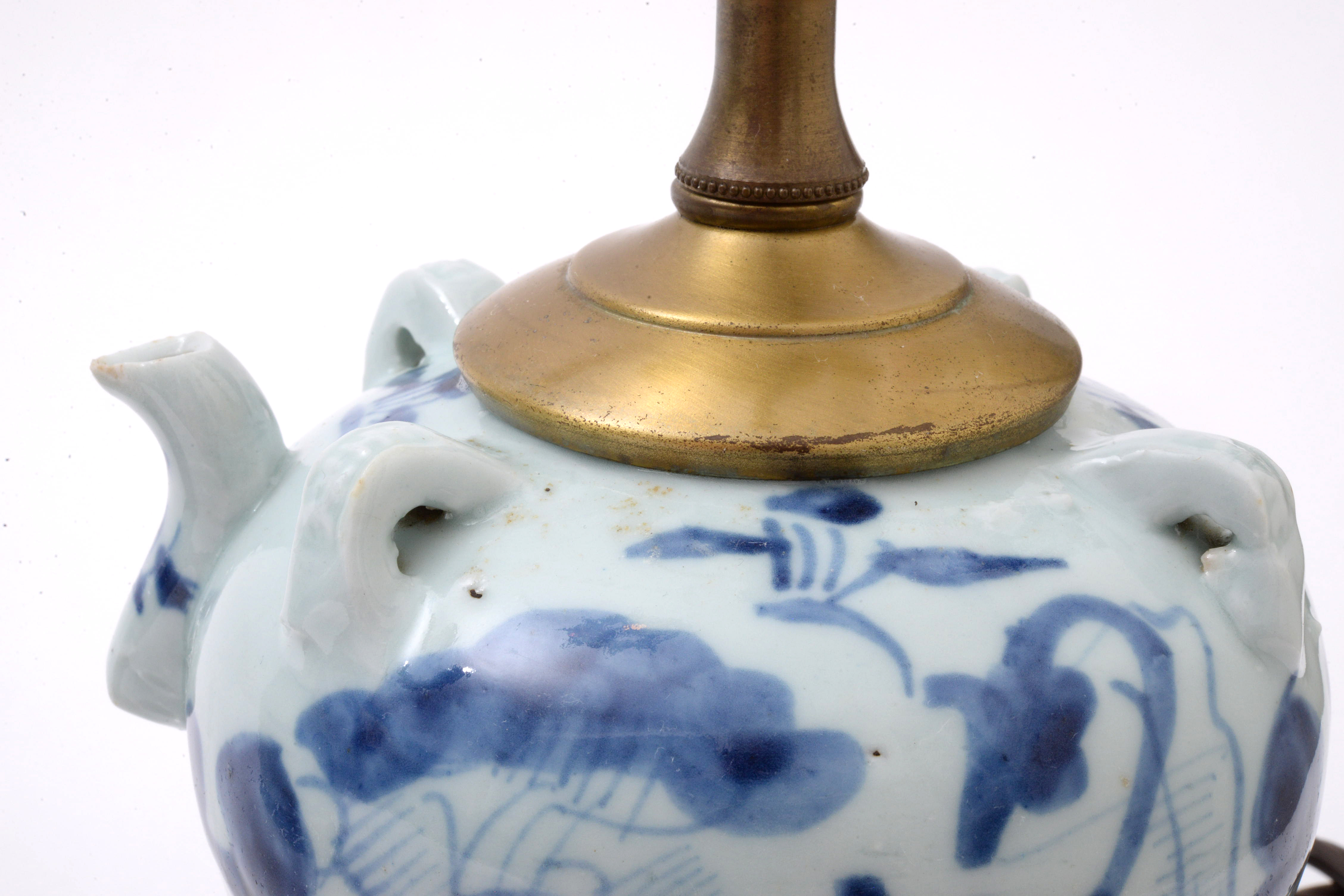 Chinese Porcelain Hanging Oil Jar Converted Lamps, Pair