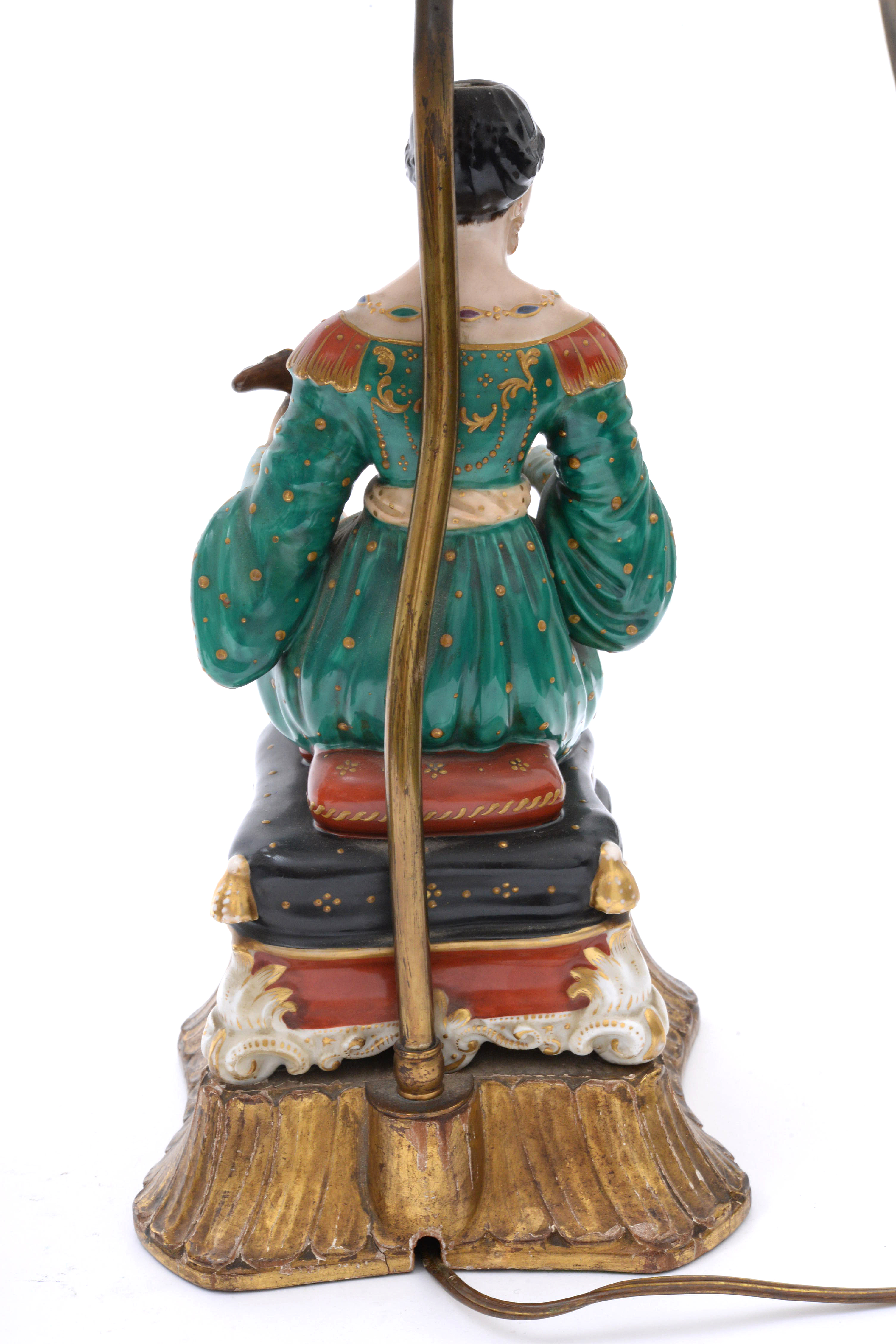 Persian Scheherazade's Arabian Nights Theme Porcelain Figural Lamps