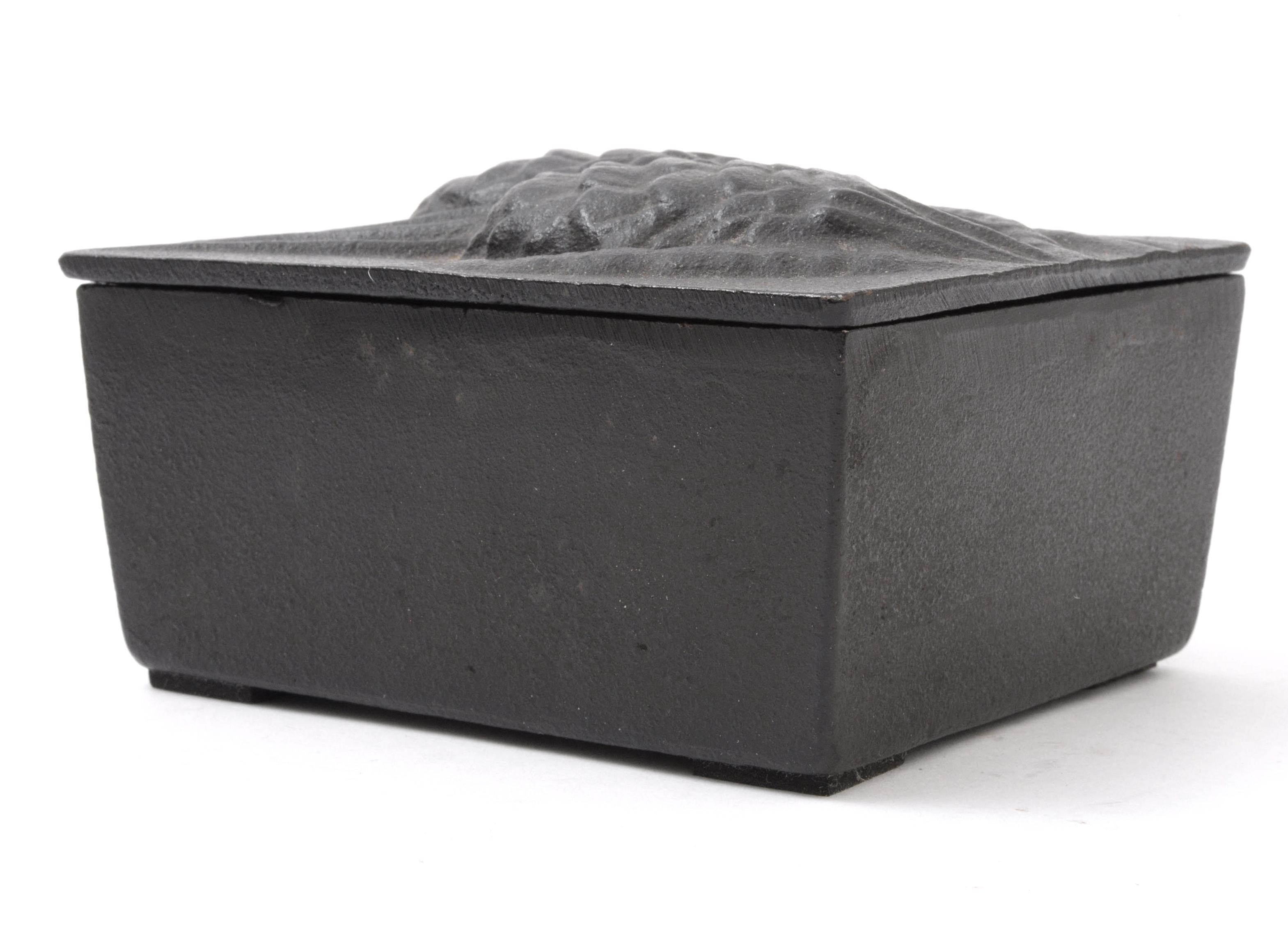 Cast Metal Trinket Box with Pine Cone Embossed Lid, 20th Century