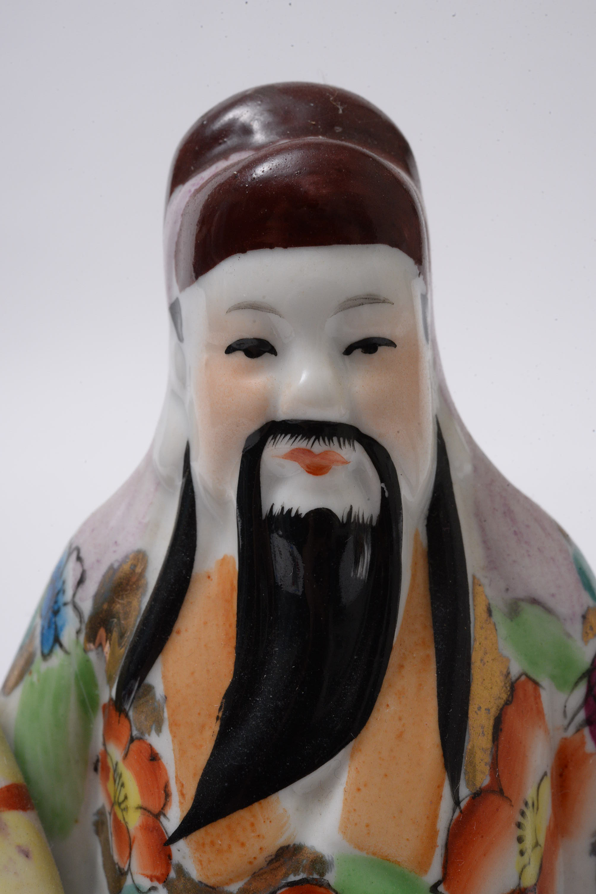Chinese Painted Porcelain Sanxing Figurines, Late 20th Century
