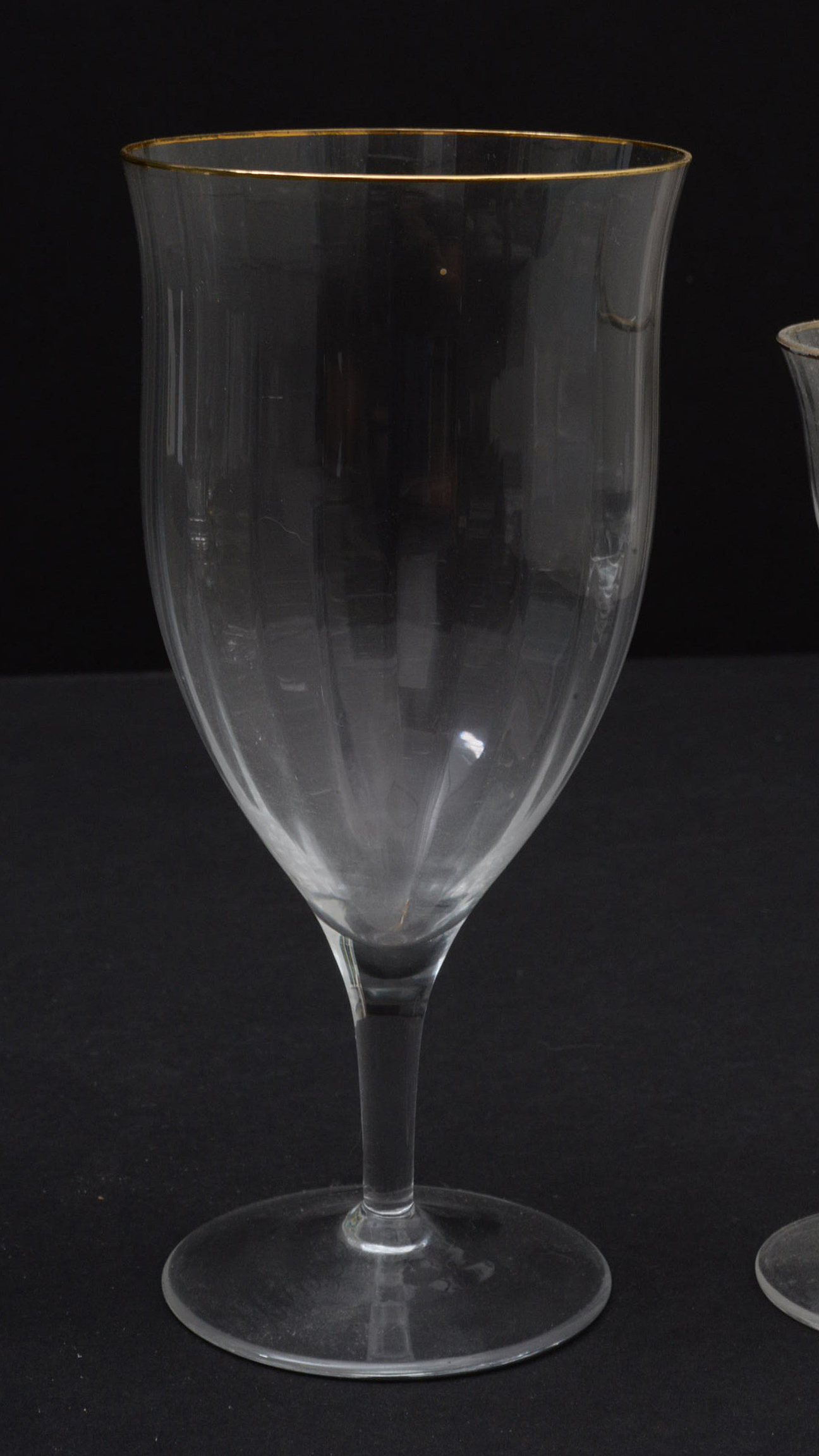 Glass Stemware with Gilt Rims and Wafer Stems, Late 20th Century