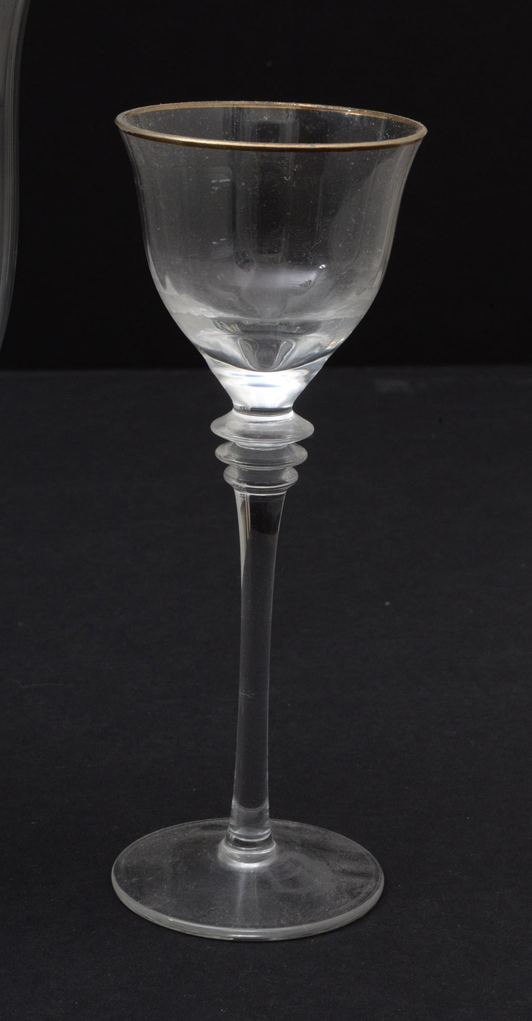 Glass Stemware with Gilt Rims and Wafer Stems, Late 20th Century