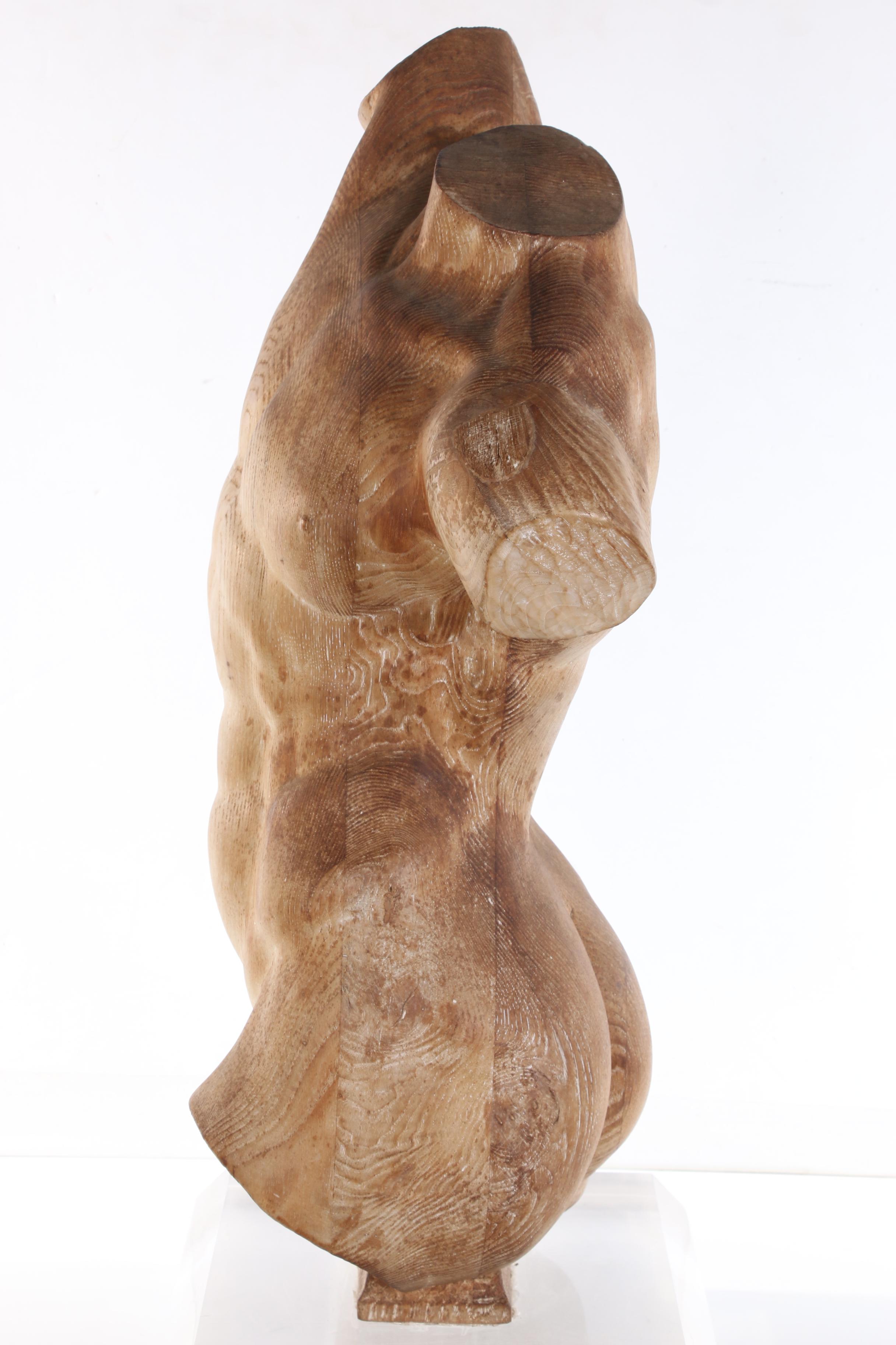 Carved Wood Sculpture of a Greco-Roman Classical Style Male Torso