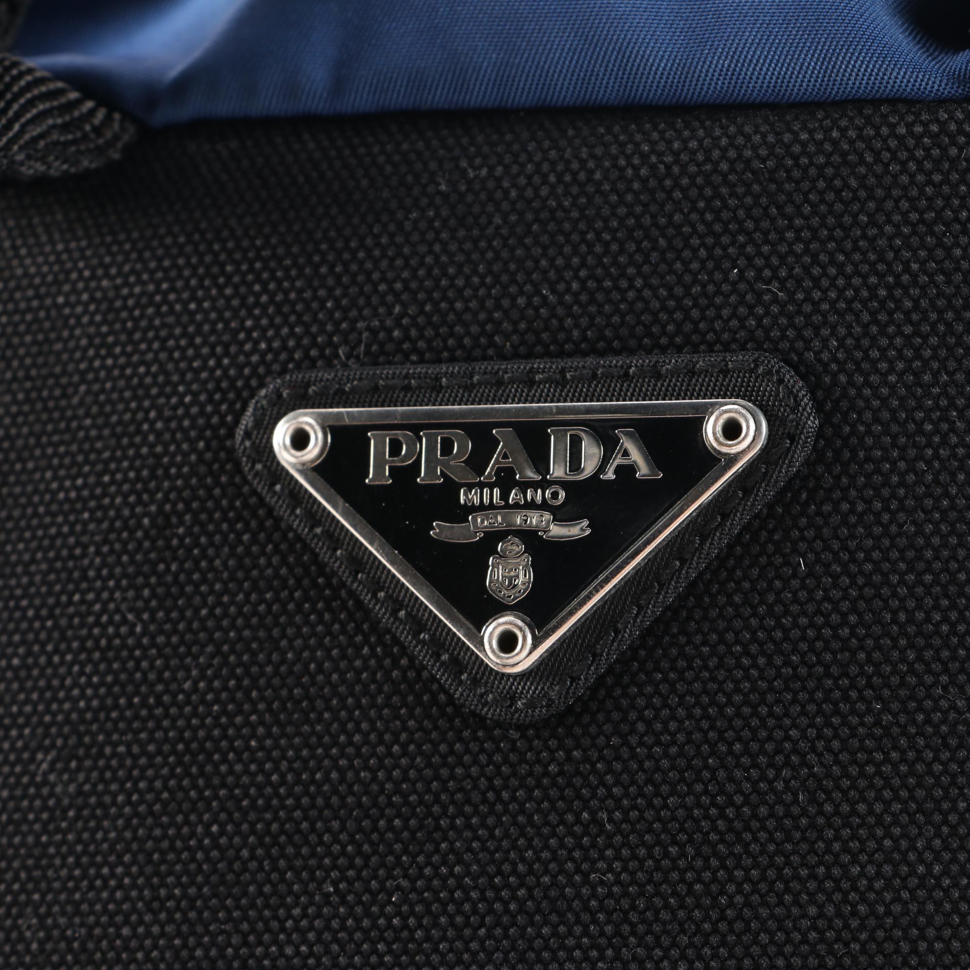 Prada Blue and Black Nylon and Canvas ID Backpack