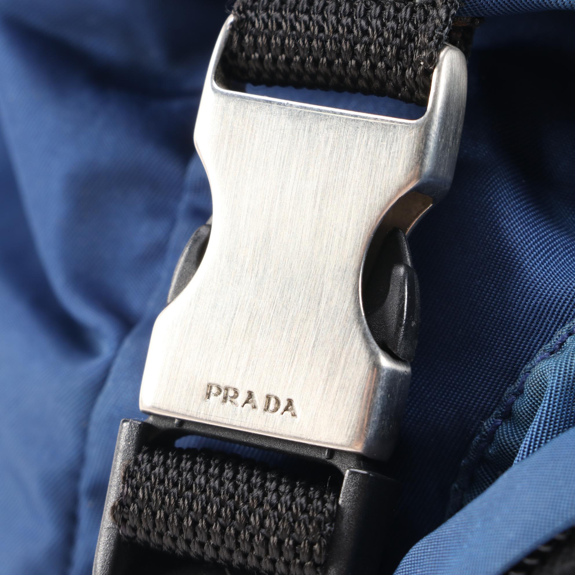 Prada Blue and Black Nylon and Canvas ID Backpack