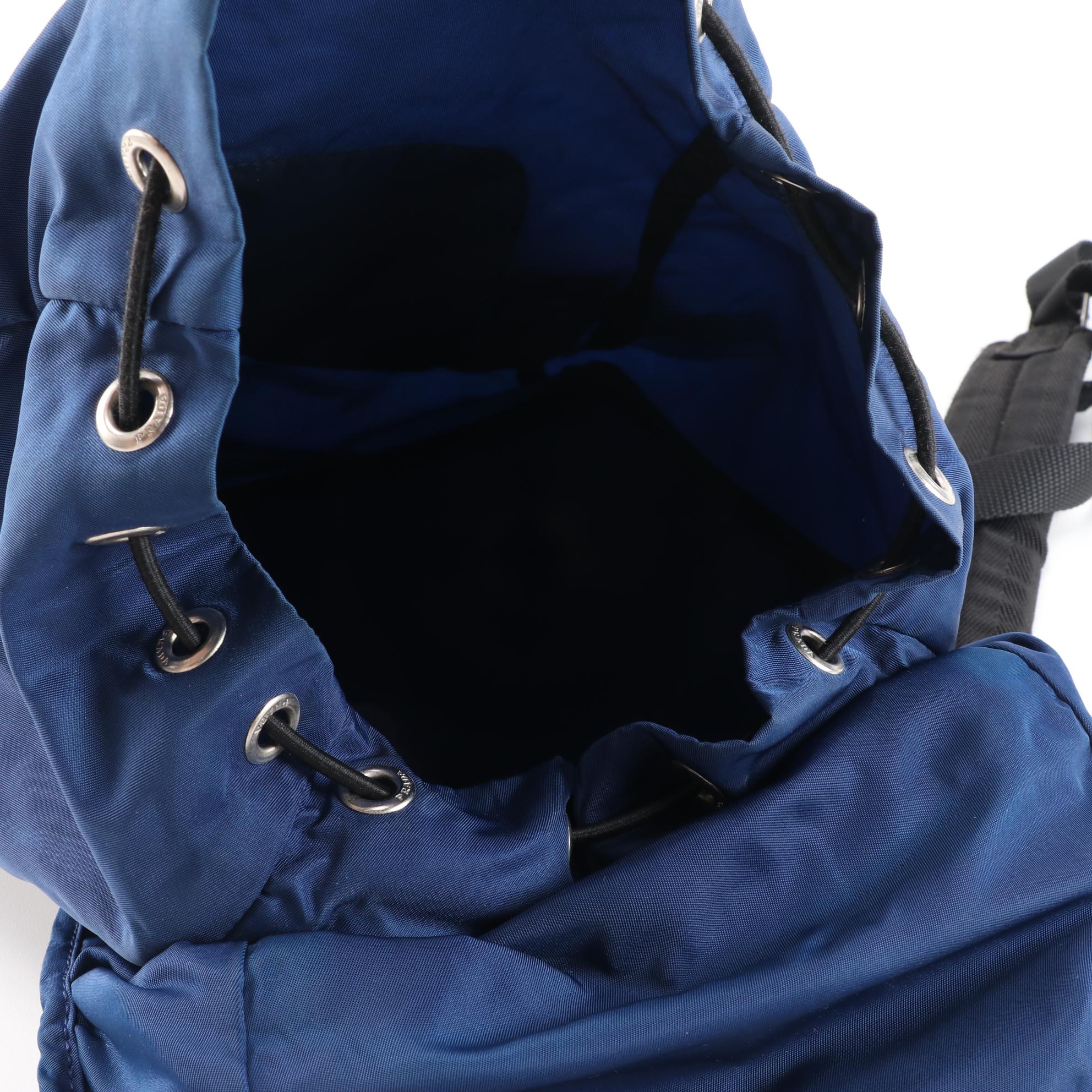 Prada Blue and Black Nylon and Canvas ID Backpack