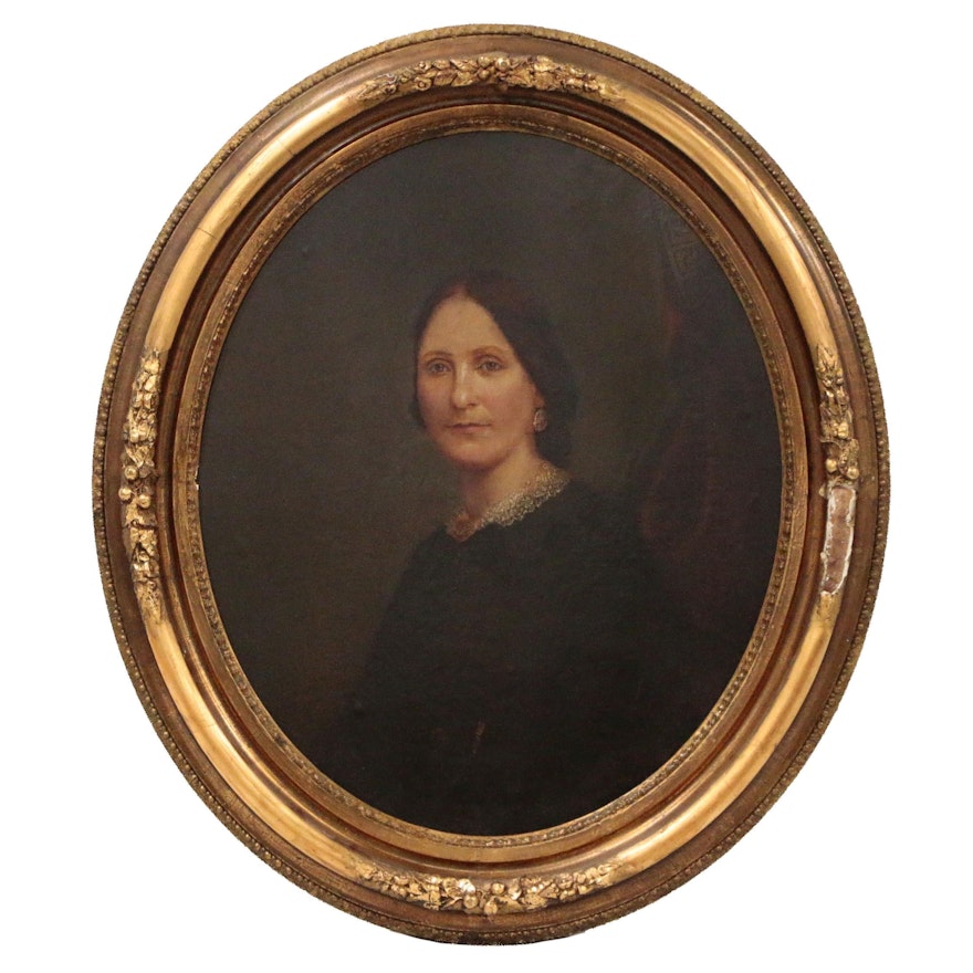 Portrait Oil Painting Attributed to Marcus Mote, 19th Century