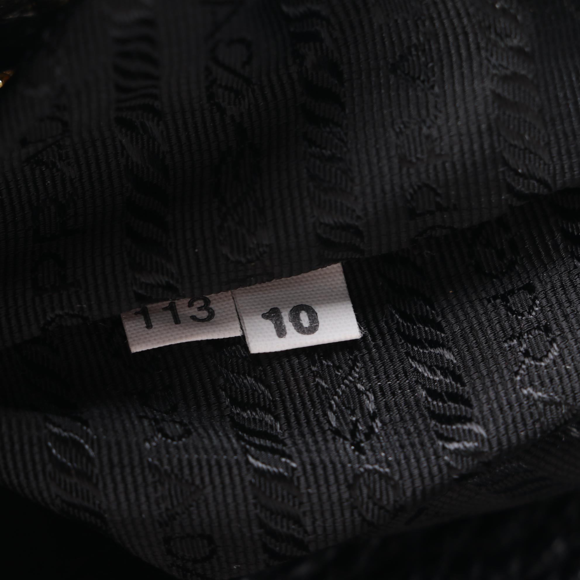 Prada Black Vitello Daino Leather Shoulder Bag with Buckle Strap Trim Accents