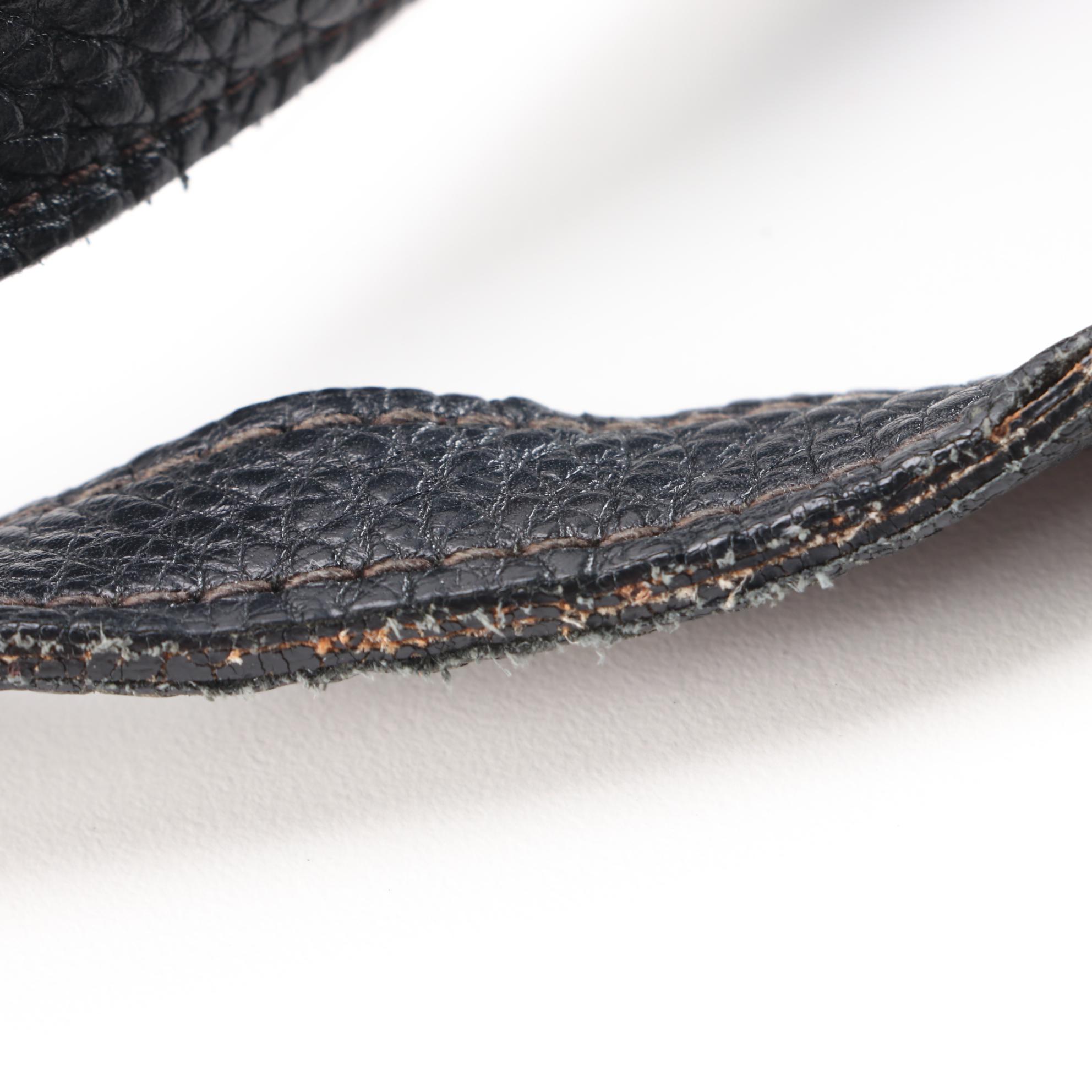 Prada Black Vitello Daino Leather Shoulder Bag with Buckle Strap Trim Accents