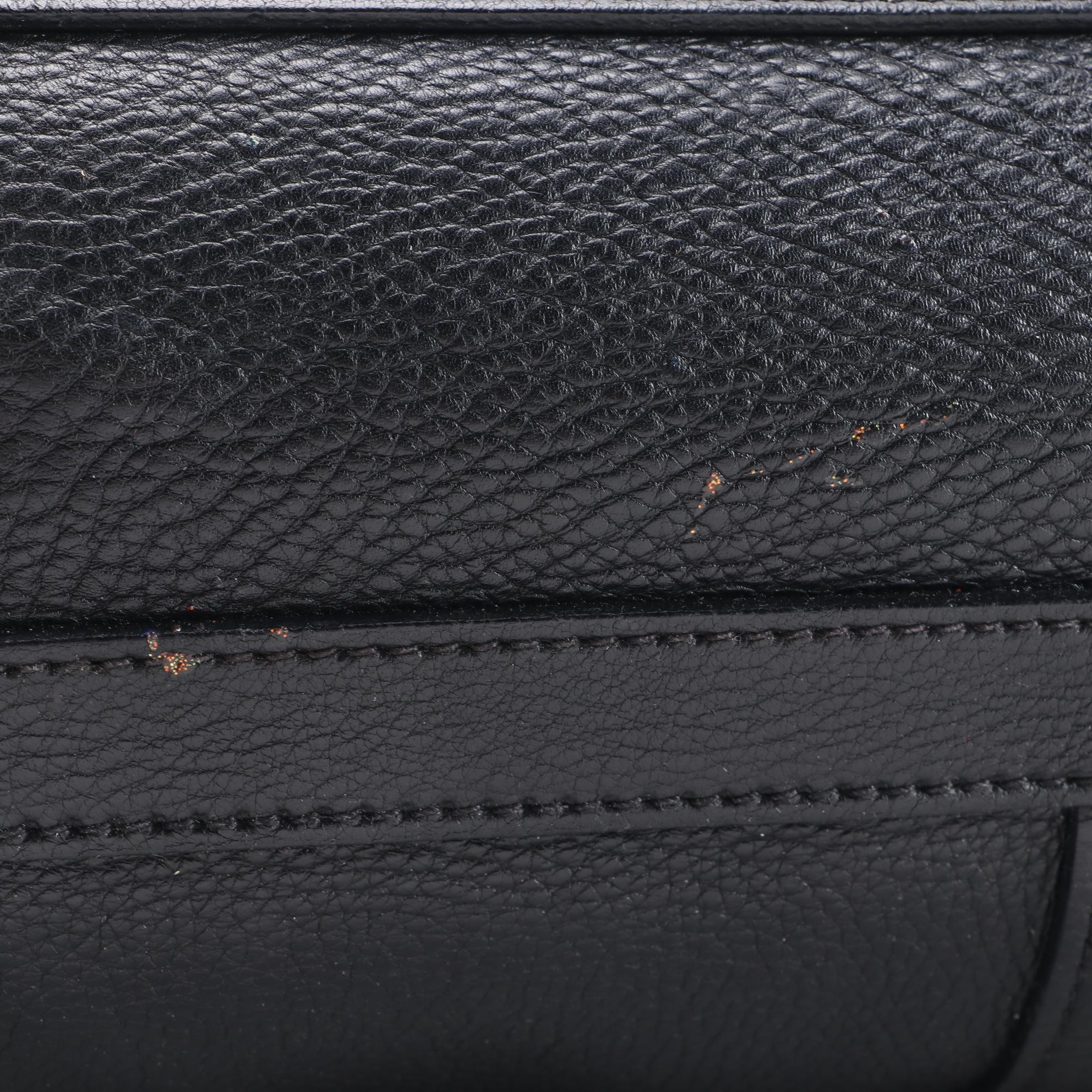 Prada Black Vitello Daino Leather Shoulder Bag with Buckle Strap Trim Accents