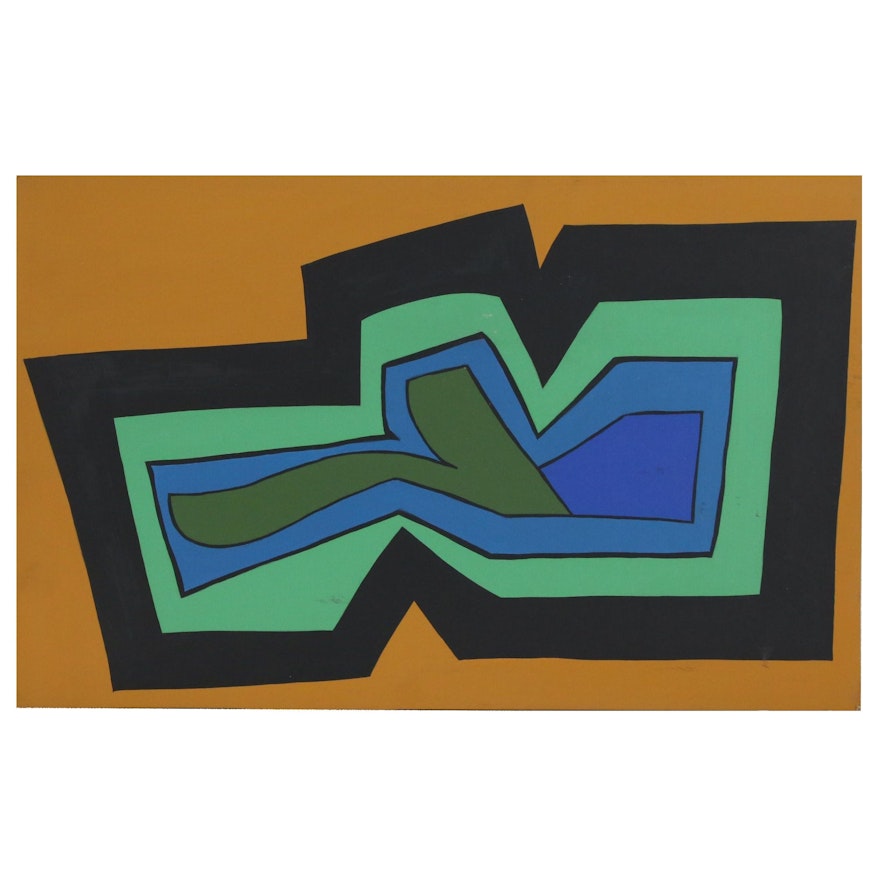 Achillo "Achi" Sullo Geometric Abstract Acrylic Painting, Circa 1968