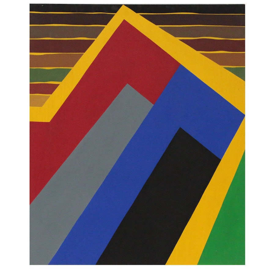 Achillo "Achi" Sullo Geometric Color Field Abstract Oil Painting, Circa 1965