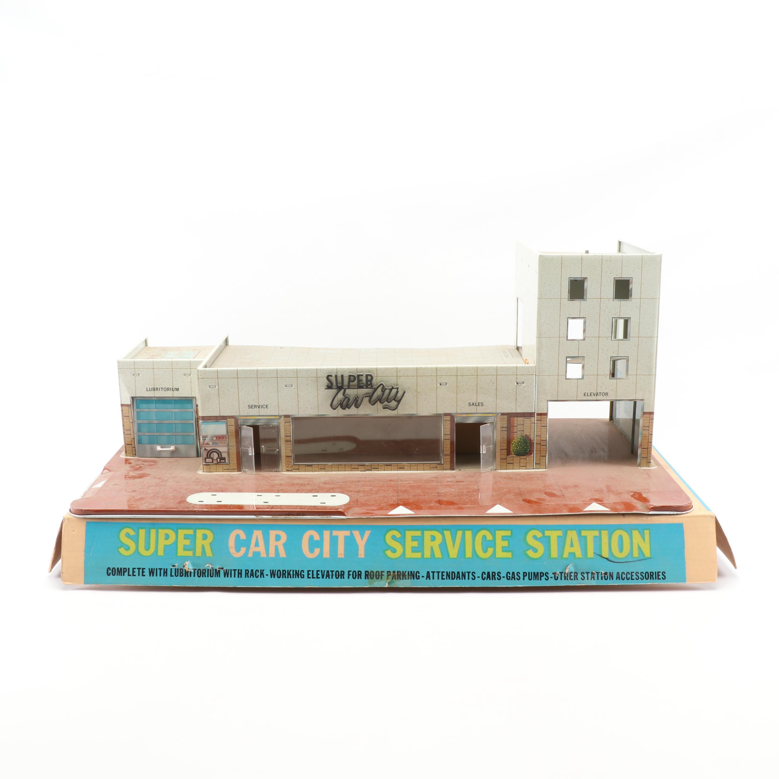 Louis Marx Co. "Super Car City Service Station" Play Set in Original Packaging