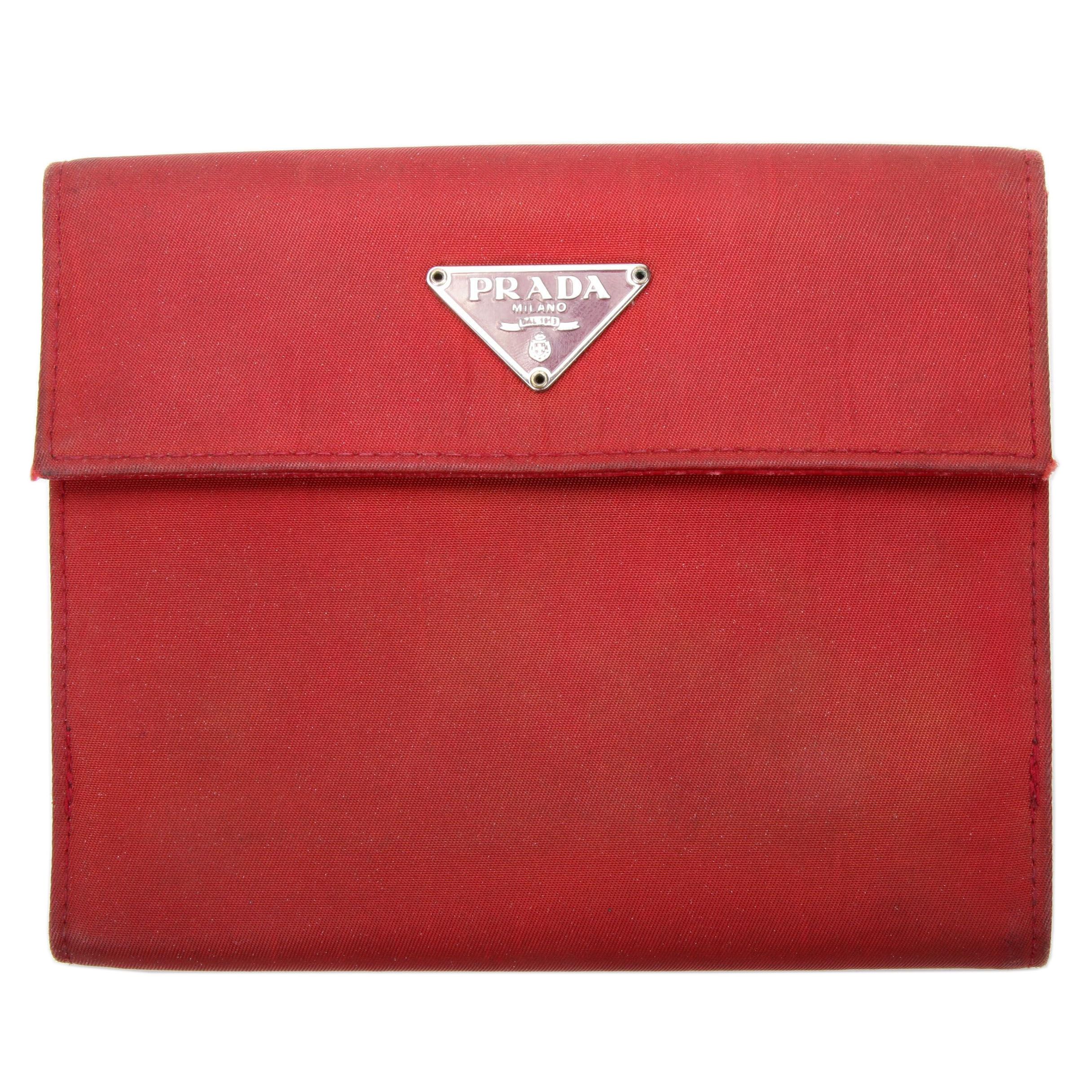 Prada Red Nylon and Leather Wallet