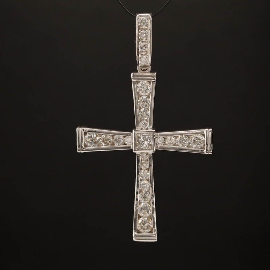 14K 2.09 CTW Diamond Cross Pendant