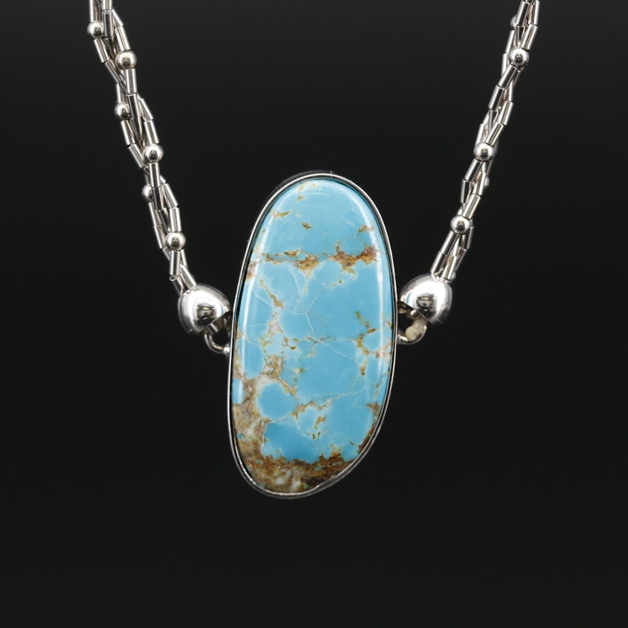 Sterling Silver Turquoise Pendant Necklace