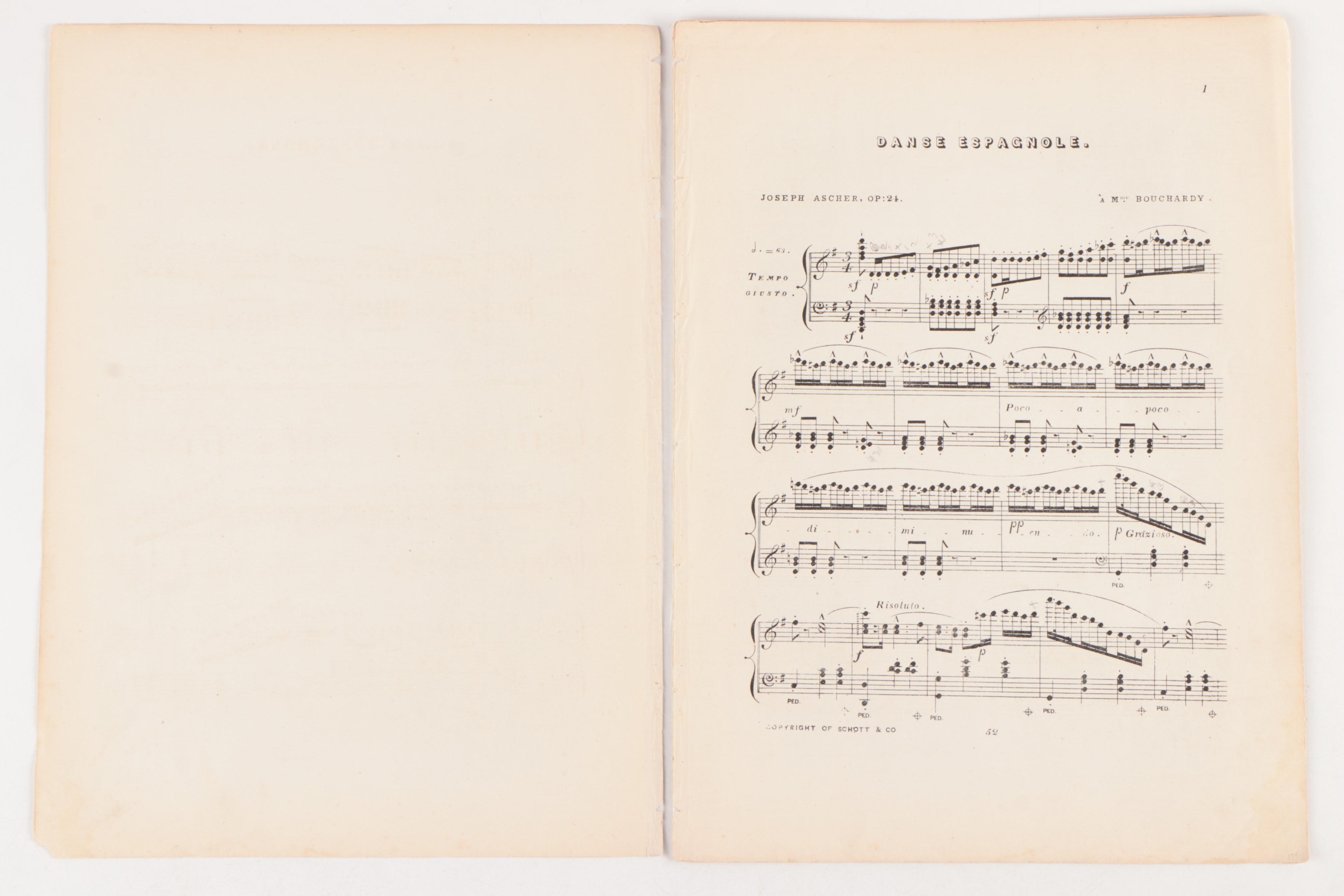 Alexander Graham Bell Signed Sheet Music Piano Score, "Danse Espagnole"