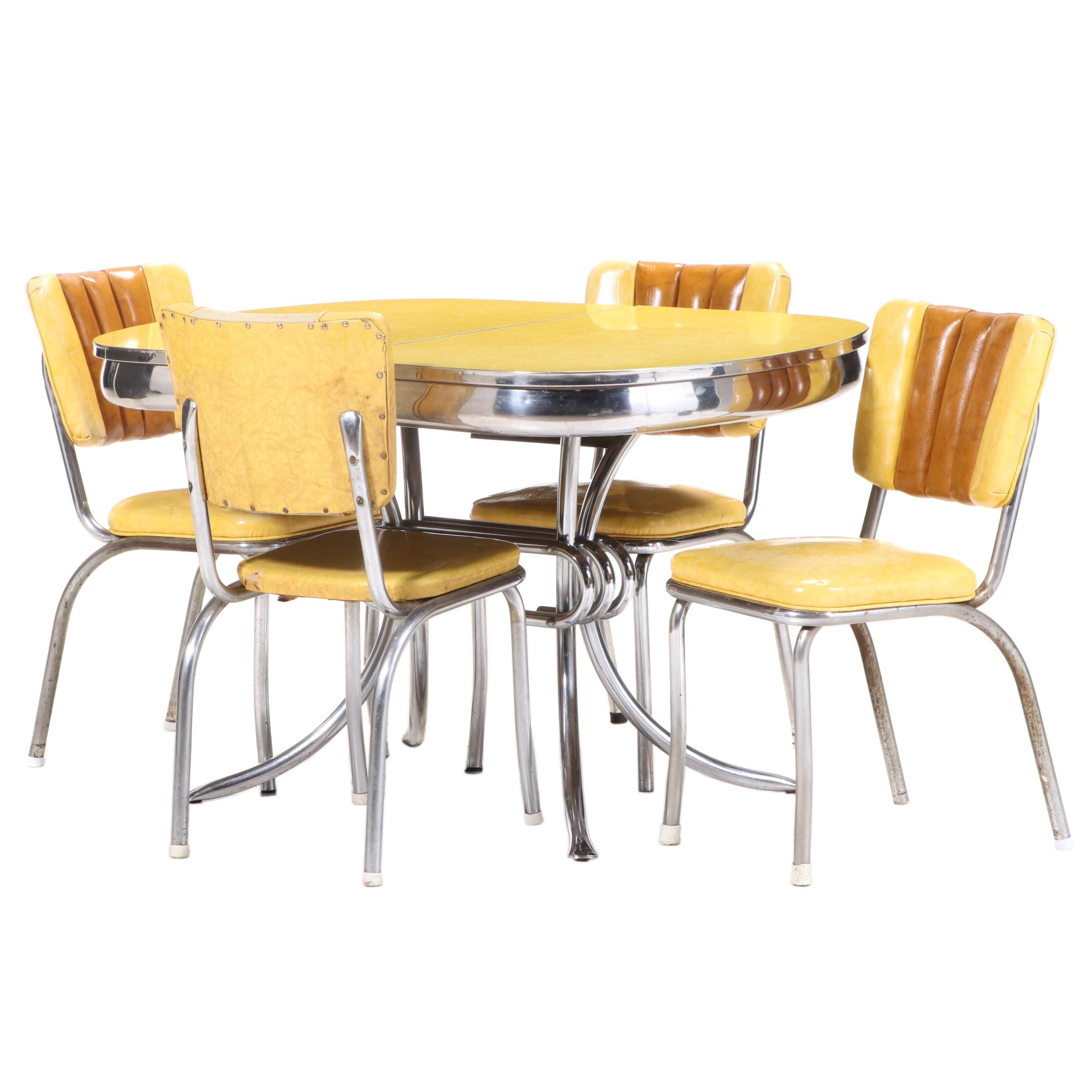 Mid Century Modern Chrome and Vinyl Dinette Set, Mid-20th Century