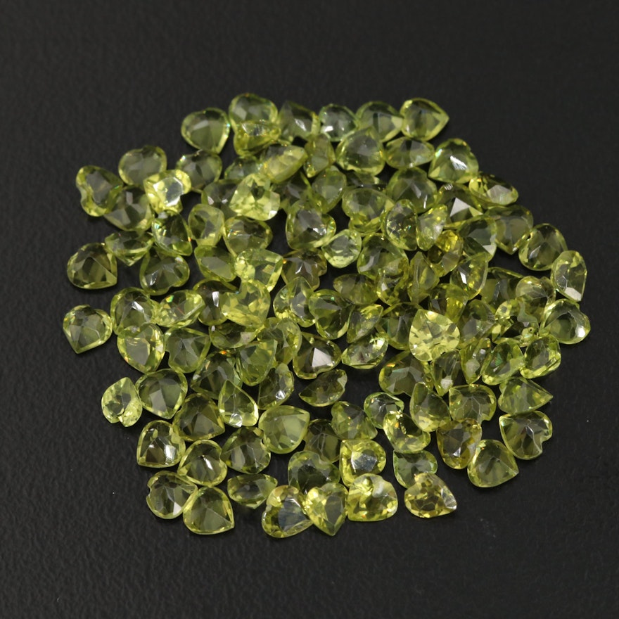 Loose 25.68 CTW Heart Faceted Peridots