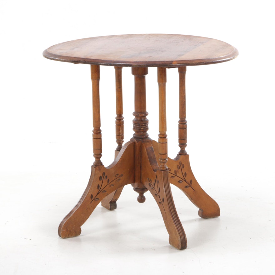 Victorian, Eastlake Style Maple Lamp Table, Late 19th or Early 20th Century