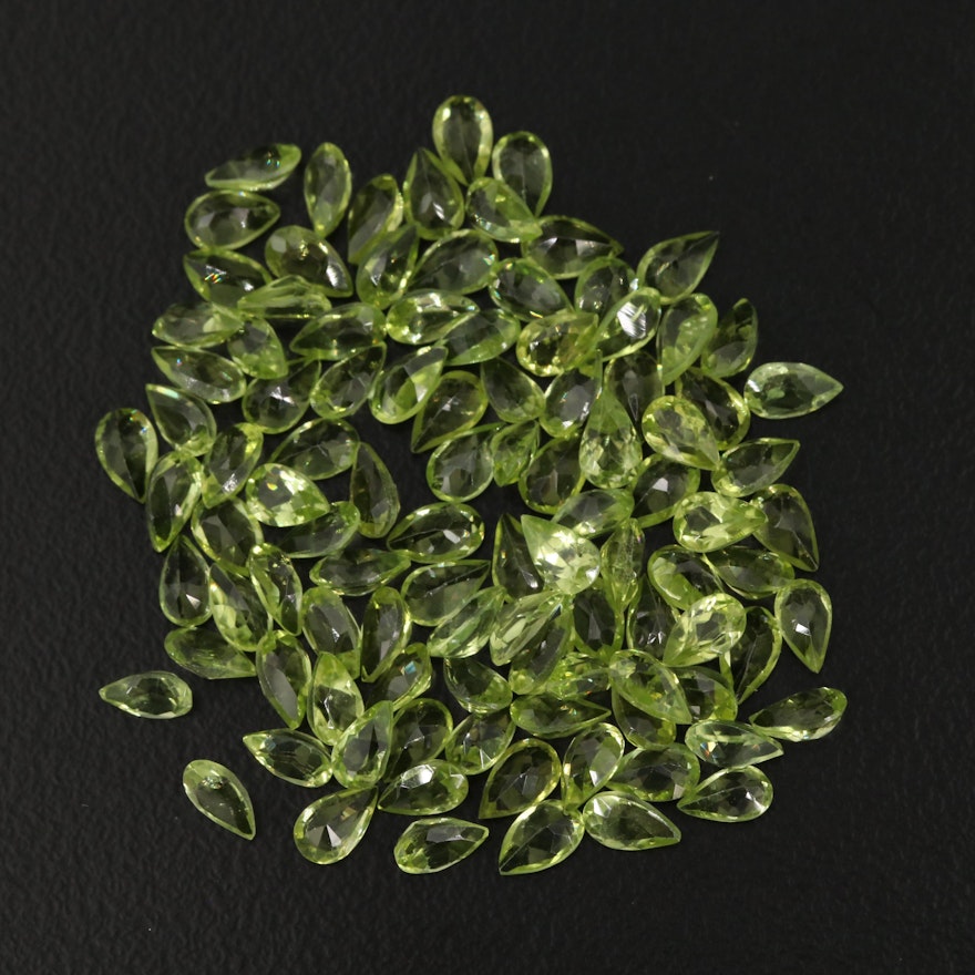 Loose 25.28 CTW Pear Faceted Peridots