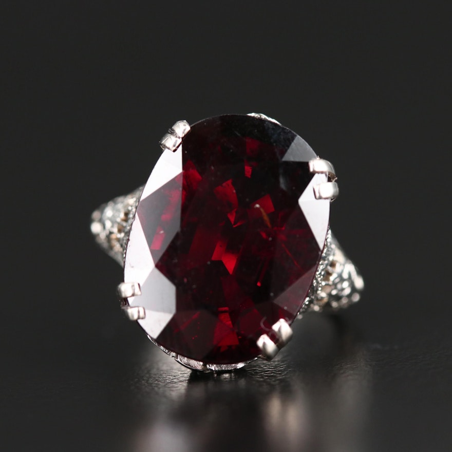 Edwardian Style 18K Garnet Ring