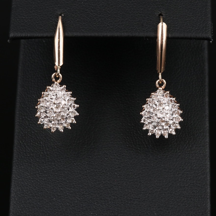 10K Diamond Dangle Earrings