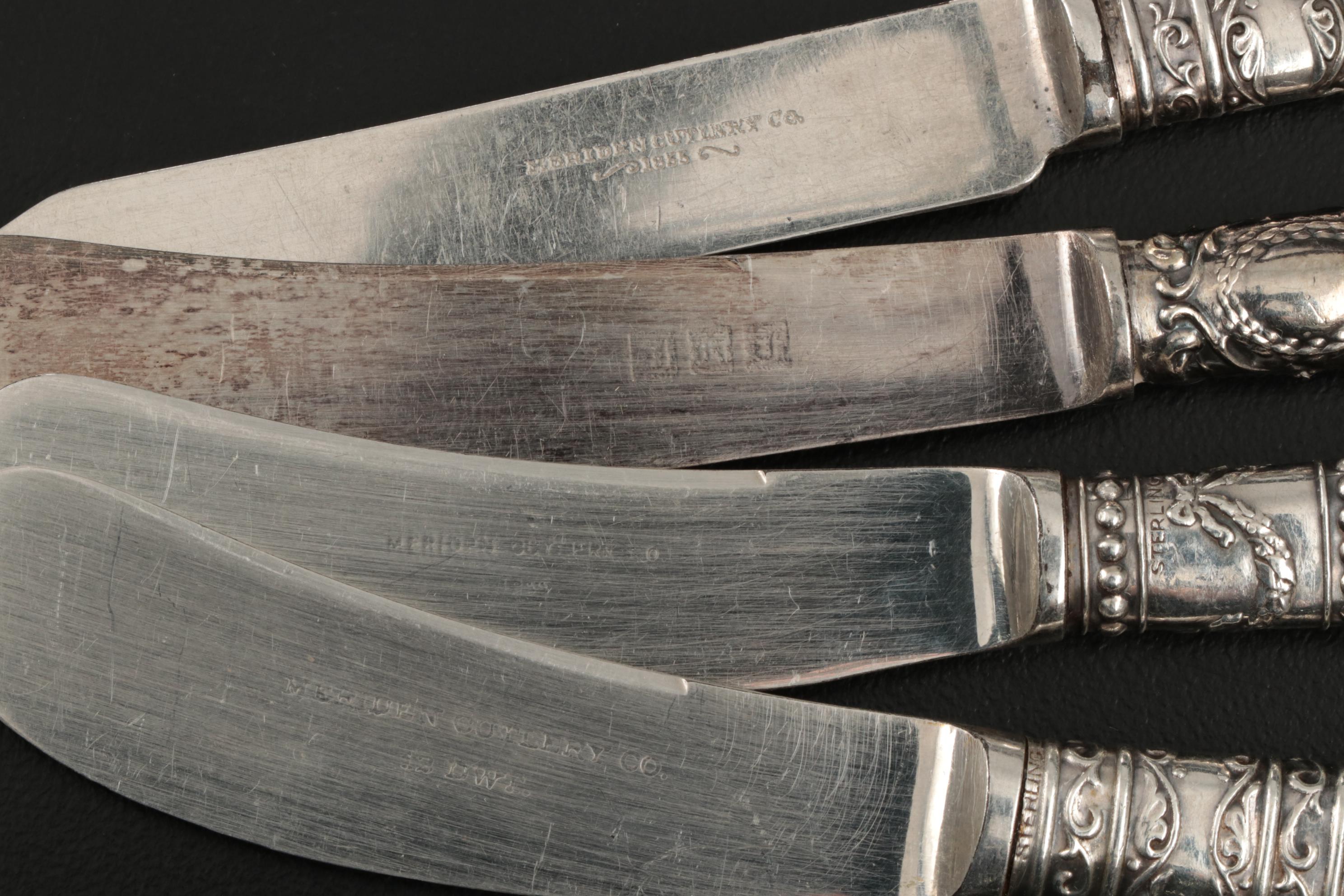 Mother-of-Pearl Handle Flatware with Sterling Silver Bolsters, Late Victorian