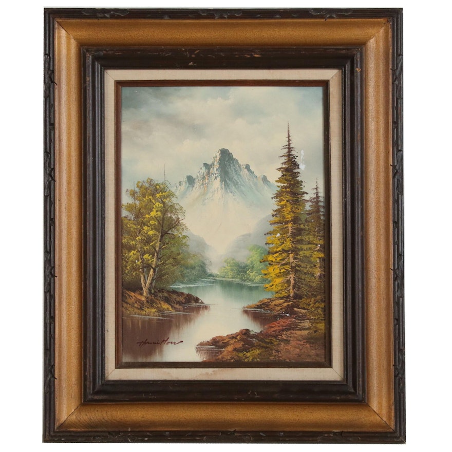 Mountain Landscape Painting, Late 20th Century