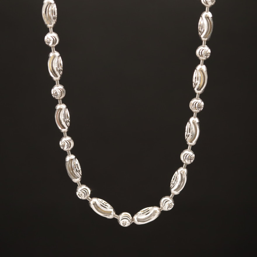 18K Patterned "Dot Dash" Bead Chain Necklace