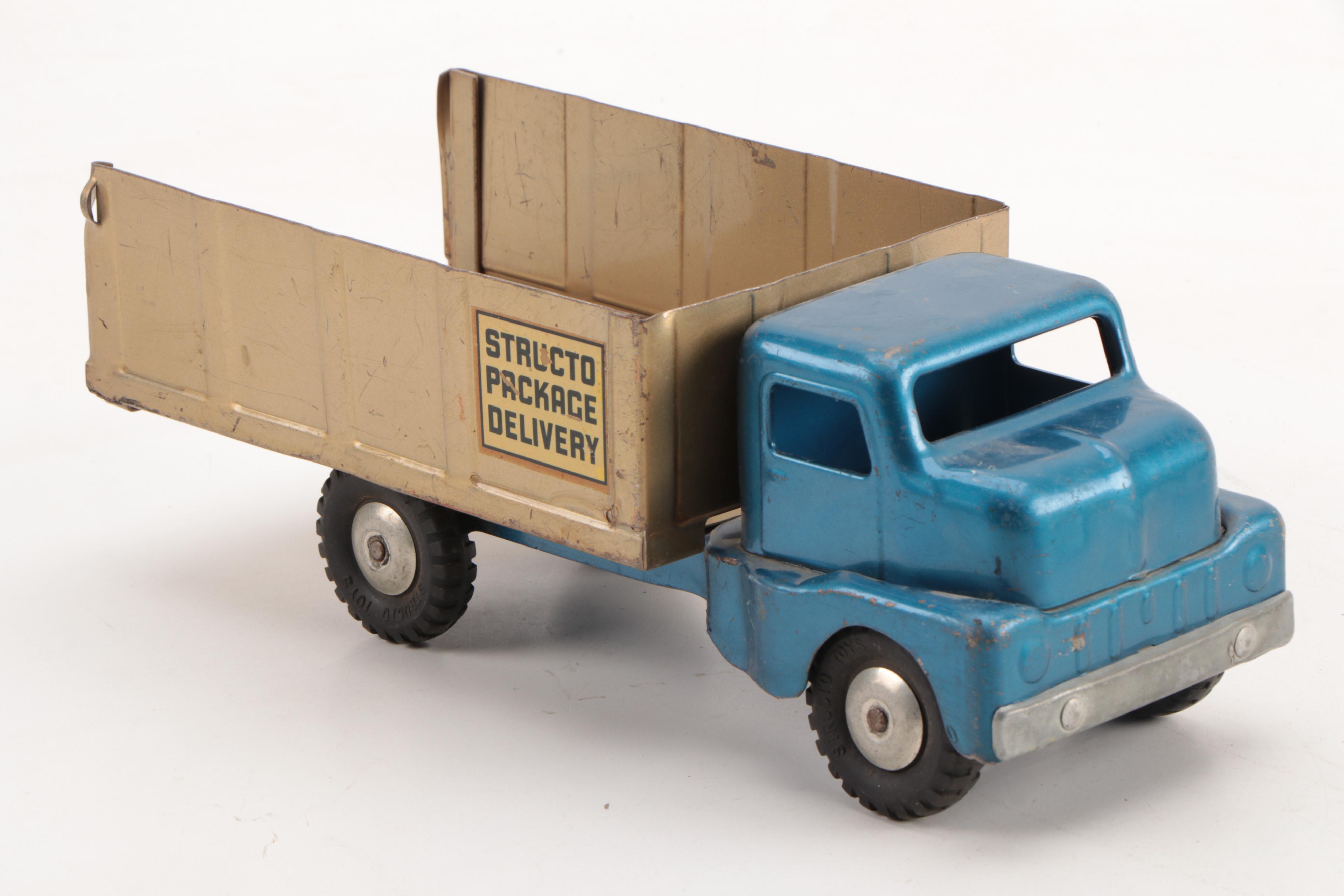 Marx Power Crader and Structo Pressed Steel Package Delivery Truck, Mid-20th C.