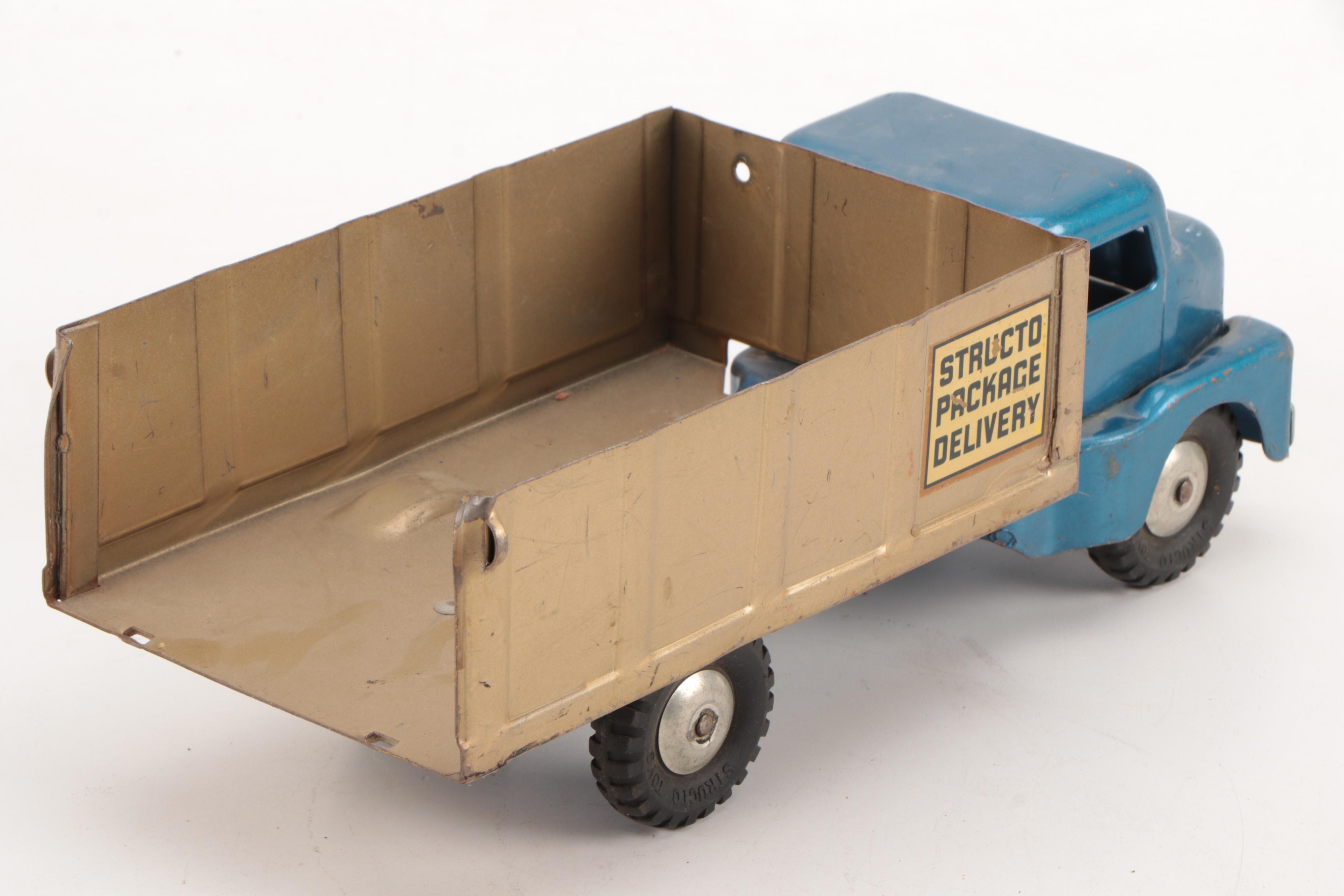 Marx Power Crader and Structo Pressed Steel Package Delivery Truck, Mid-20th C.